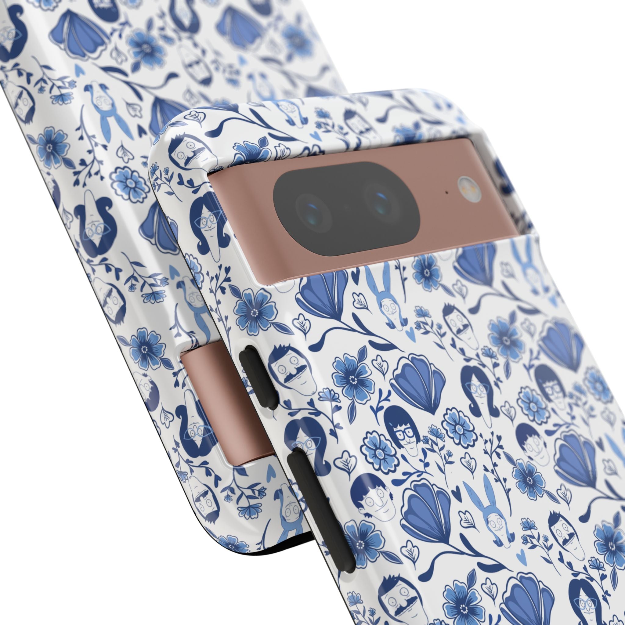 Bob's Burgers Inspired Blue Fine China Floral Tough Phone Case for iPhone, Google, and Samsung