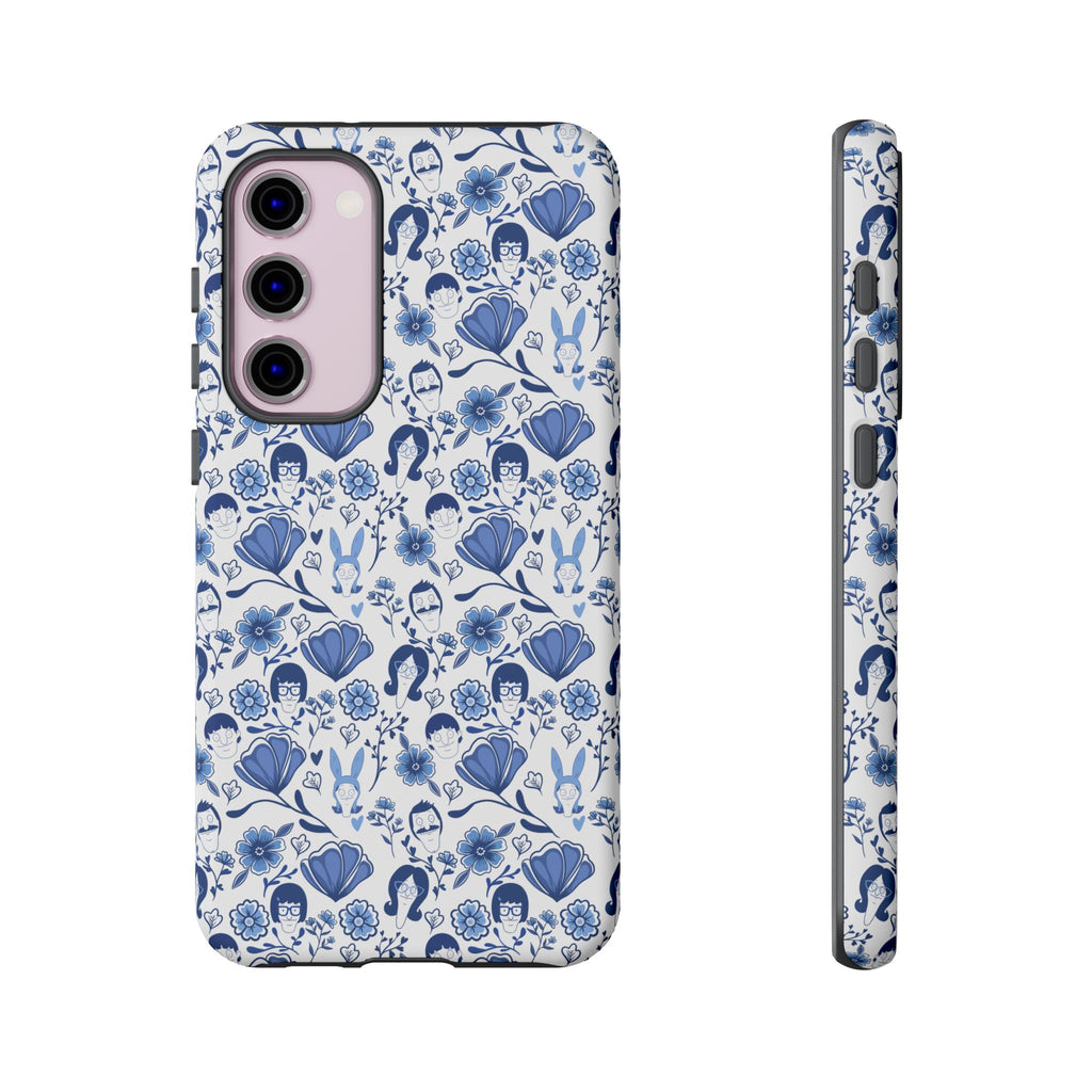 Bob's Burgers Inspired Blue Fine China Floral Tough Phone Case for iPhone, Google, and Samsung