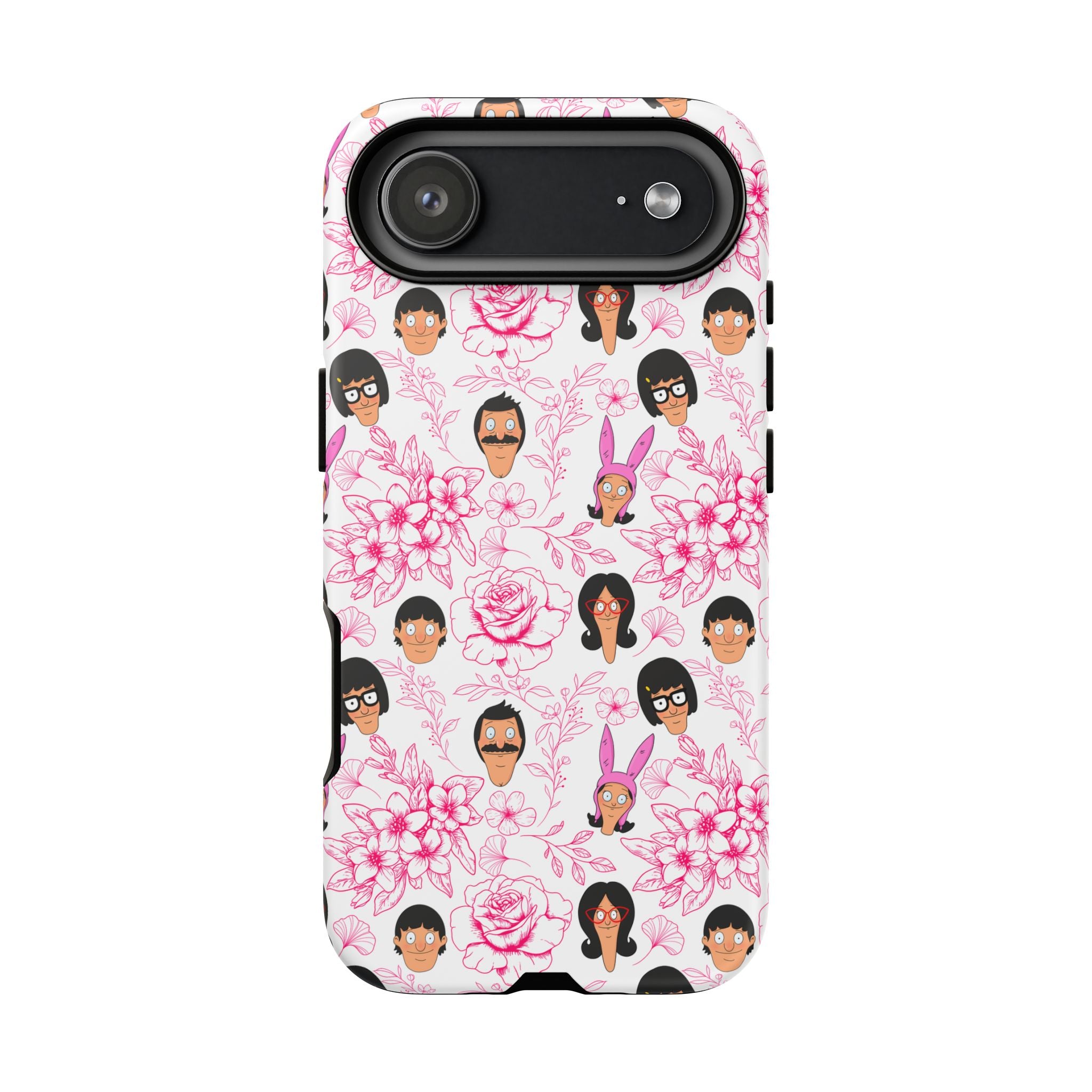 Bob's Burgers inspired Phone Case — Floral Pattern with Character Faces iPhone, Samsung, Google Phones