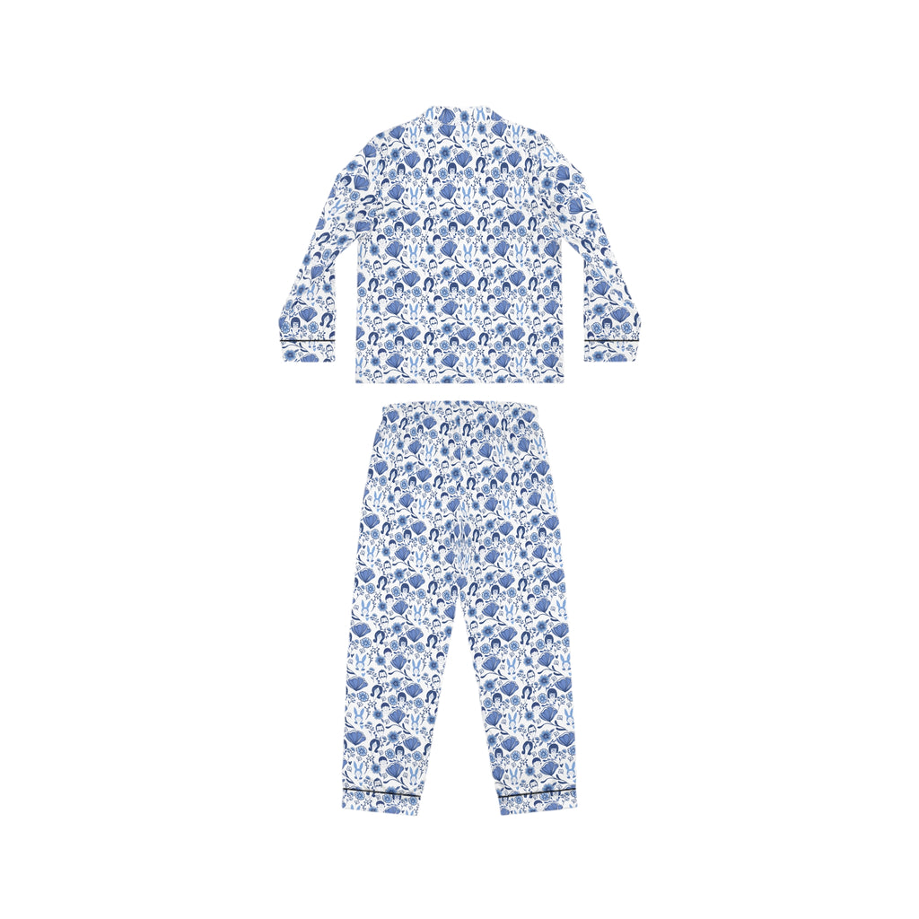 Floral Blue Satin Pajamas — Women's Printed Sleep Set