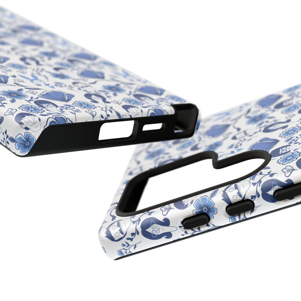 Bob's Burgers Inspired Blue Fine China Floral Tough Phone Case for iPhone, Google, and Samsung