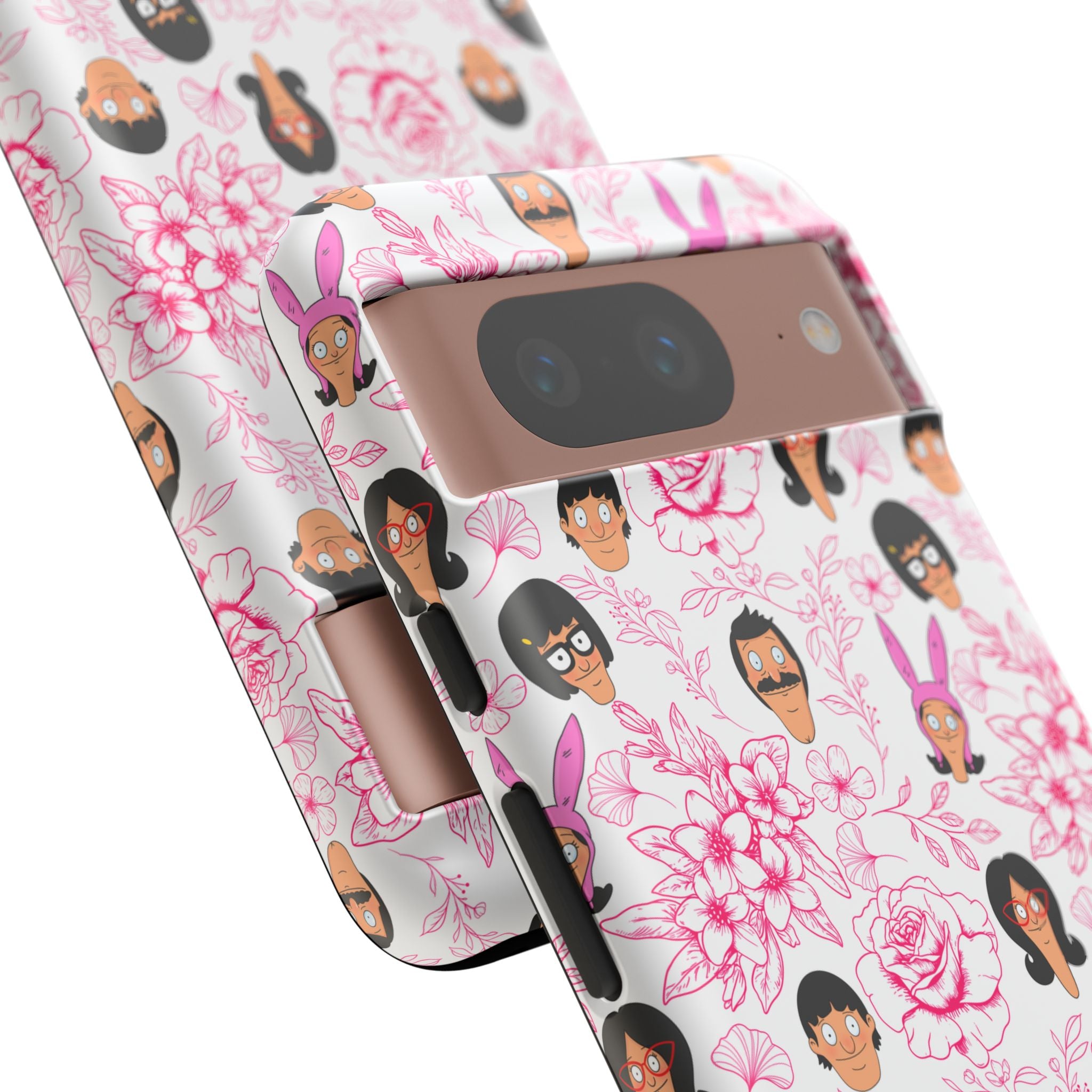 Bob's Burgers inspired Phone Case — Floral Pattern with Character Faces iPhone, Samsung, Google Phones