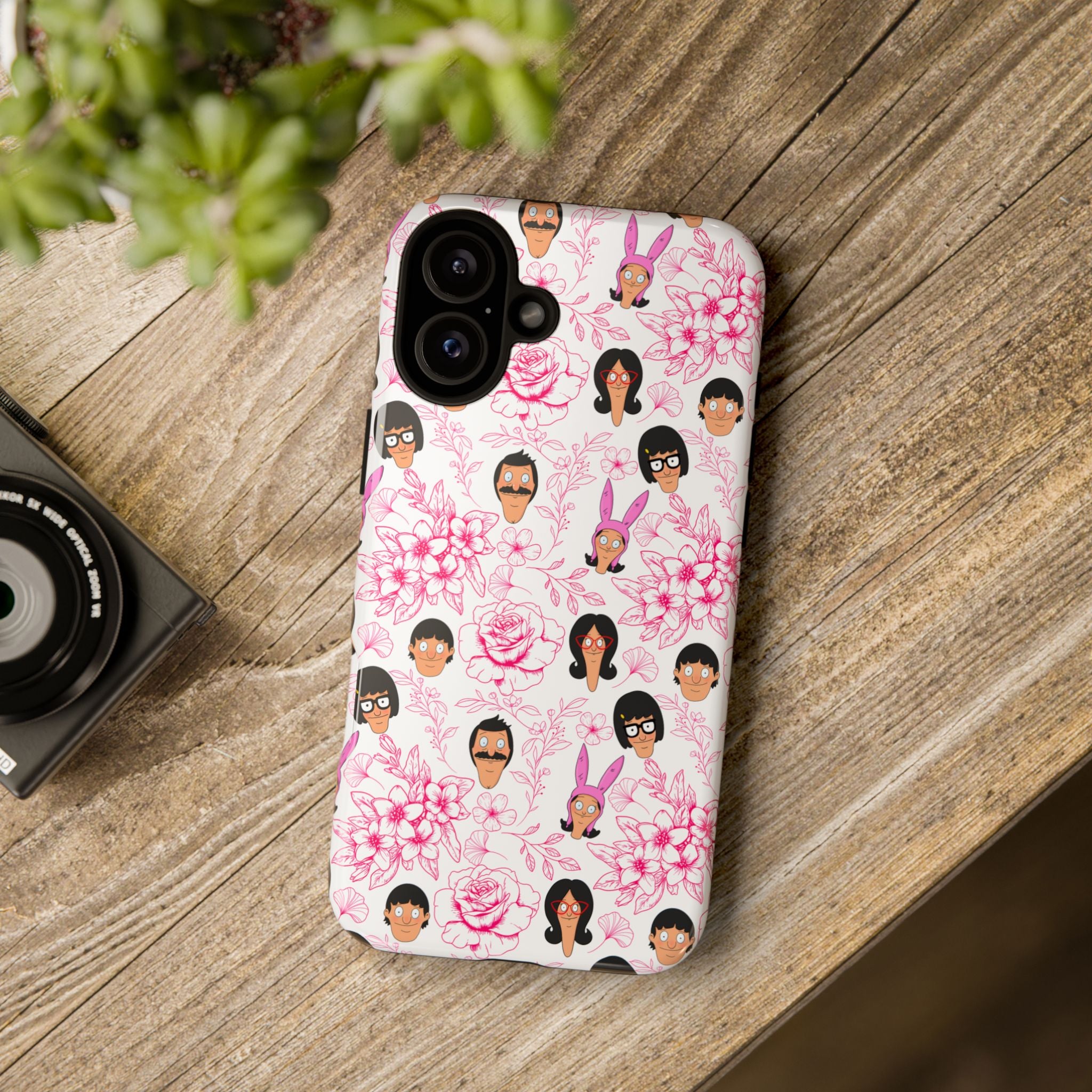 Bob's Burgers inspired Phone Case — Floral Pattern with Character Faces iPhone, Samsung, Google Phones