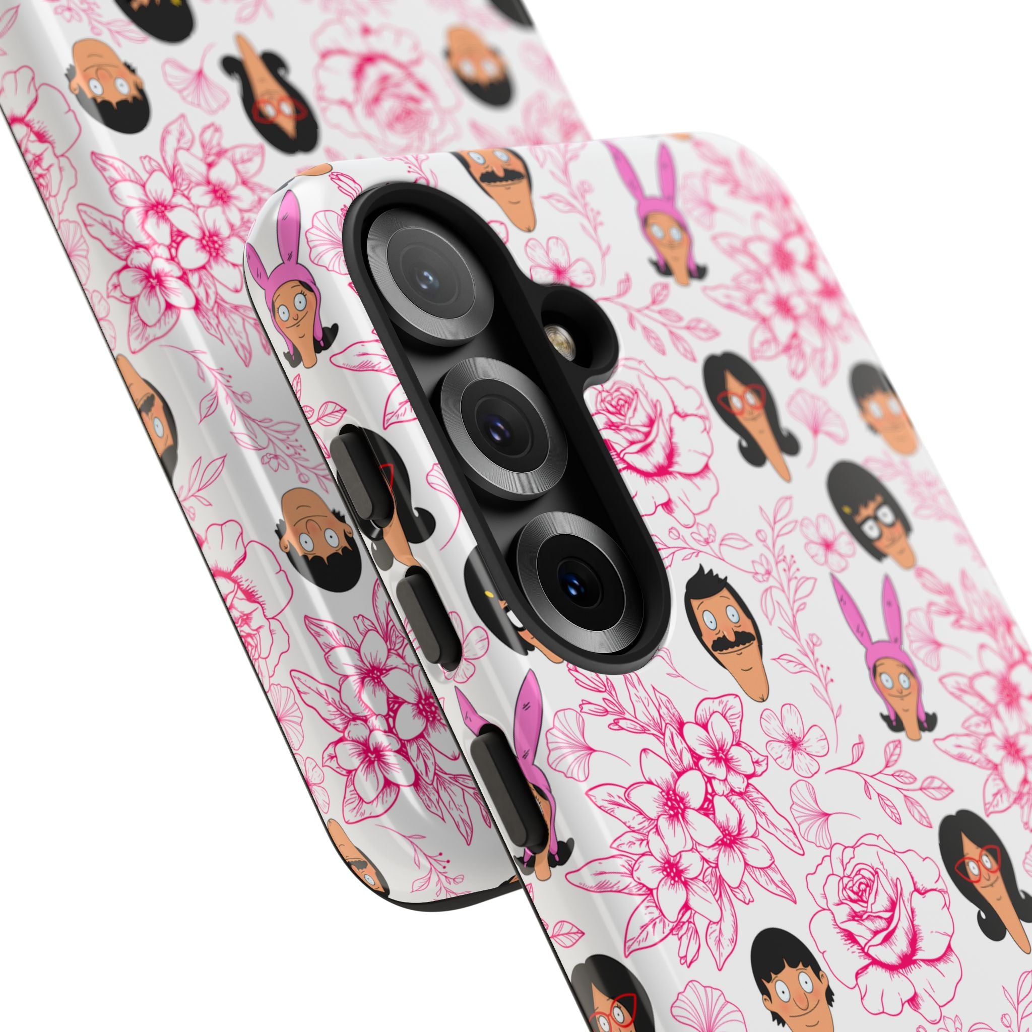 Bob's Burgers inspired Phone Case — Floral Pattern with Character Faces iPhone, Samsung, Google Phones