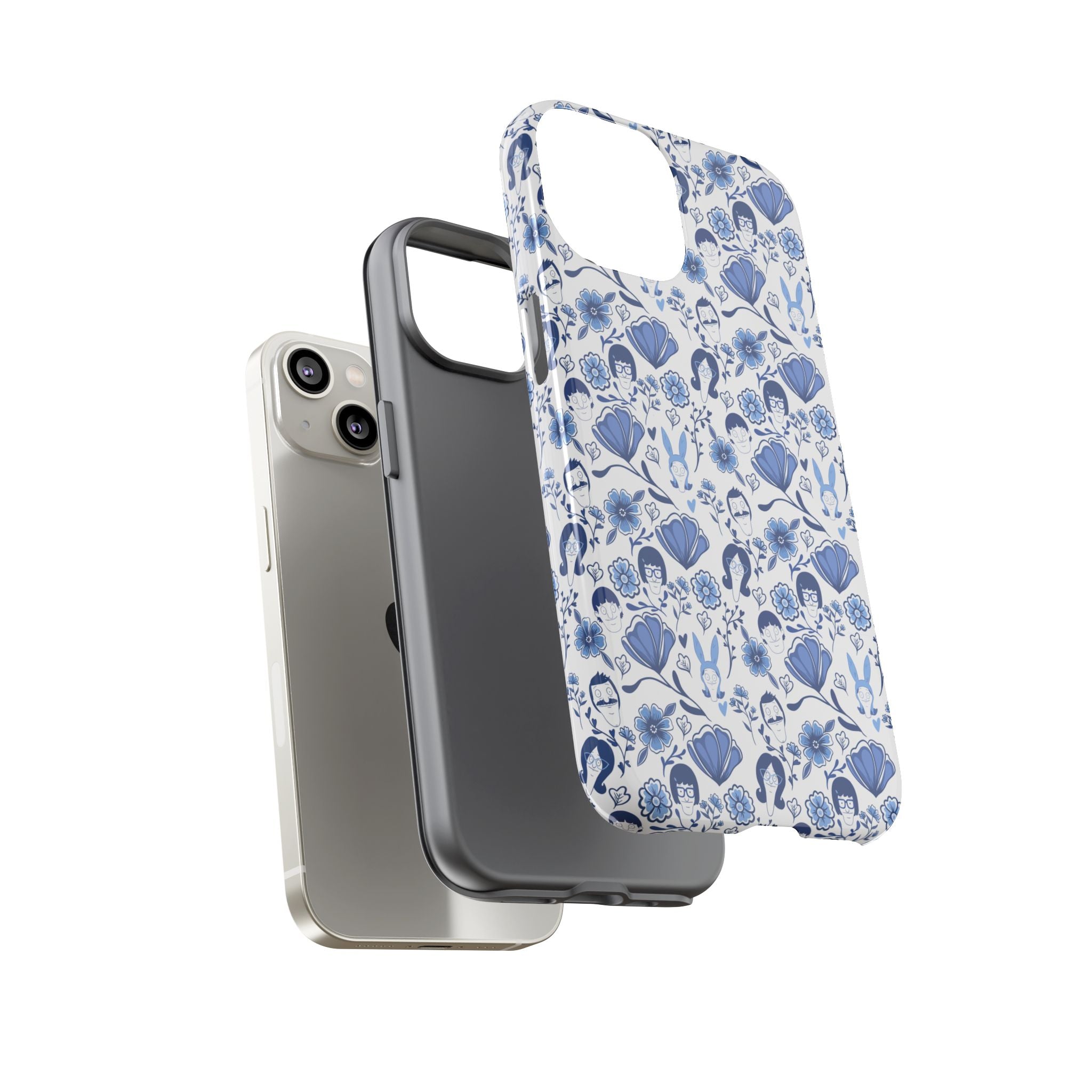 Bob's Burgers Inspired Blue Fine China Floral Tough Phone Case for iPhone, Google, and Samsung