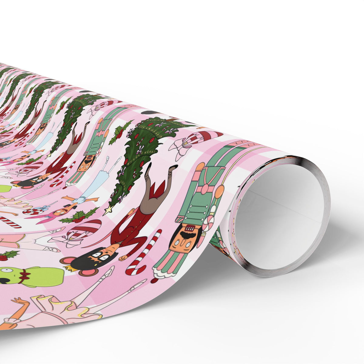 Belcher's Nutcracker Pink Plaid Gift Wrap