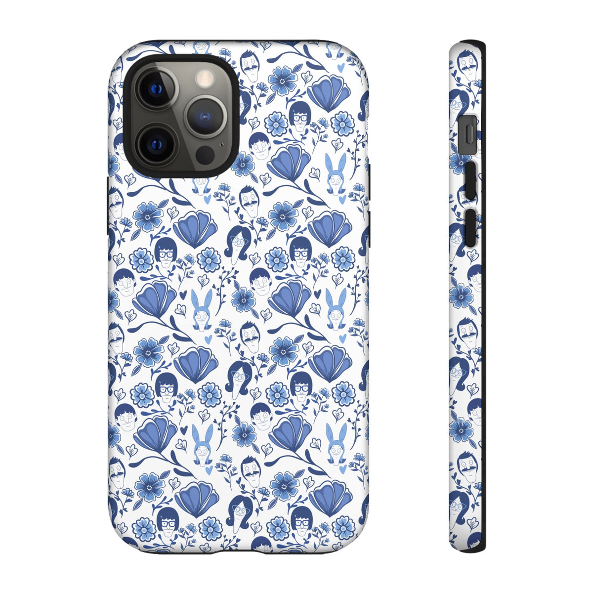 Bob's Burgers Inspired Blue Fine China Floral Tough Phone Case for iPhone, Google, and Samsung