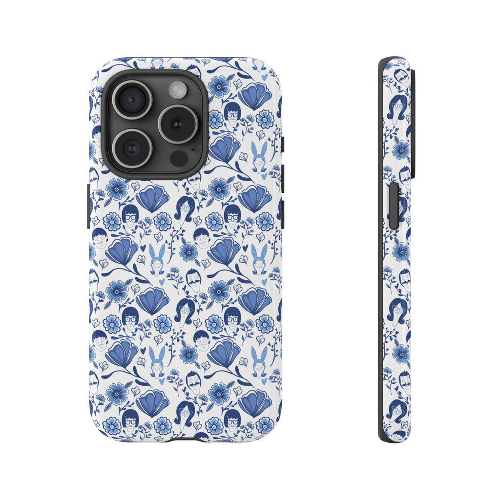 Bob's Burgers Inspired Blue Fine China Floral Tough Phone Case for iPhone, Google, and Samsung