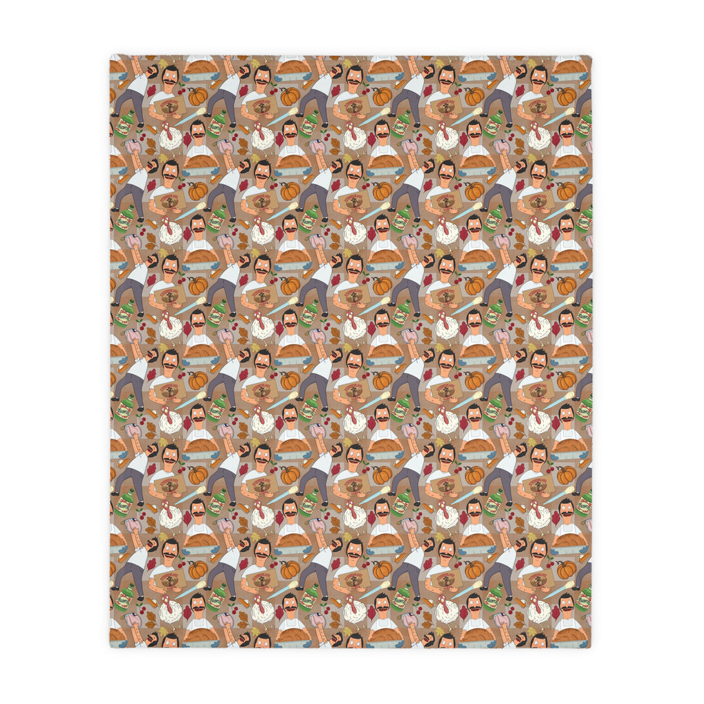 Gingham Thanksgiving Bob Velveteen Blanket (Double Side Print)