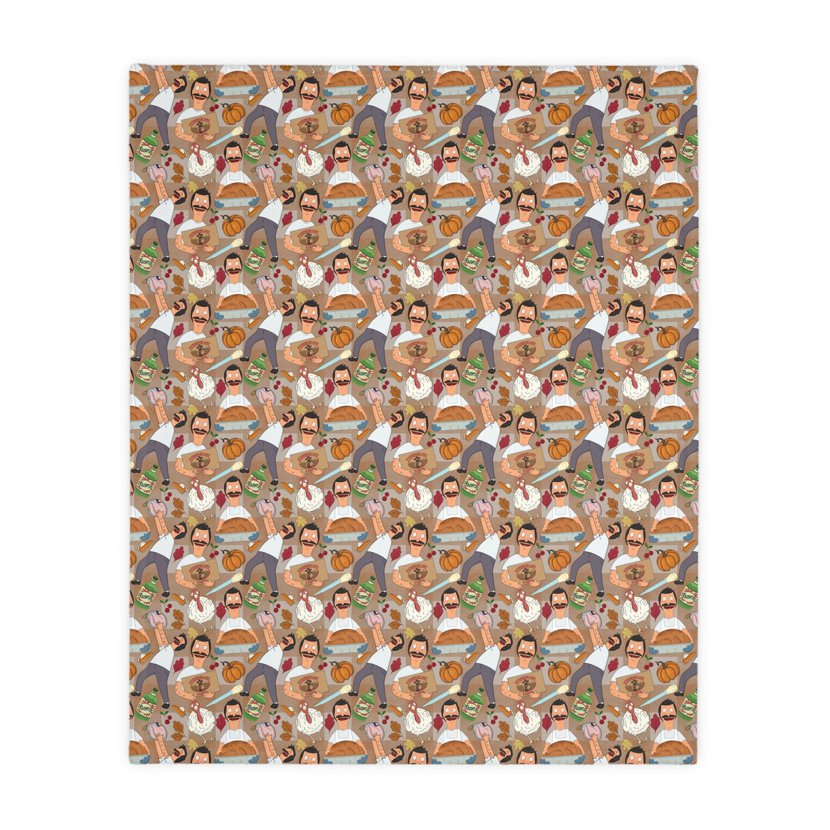 Gingham Thanksgiving Bob Velveteen Blanket (Double Side Print)