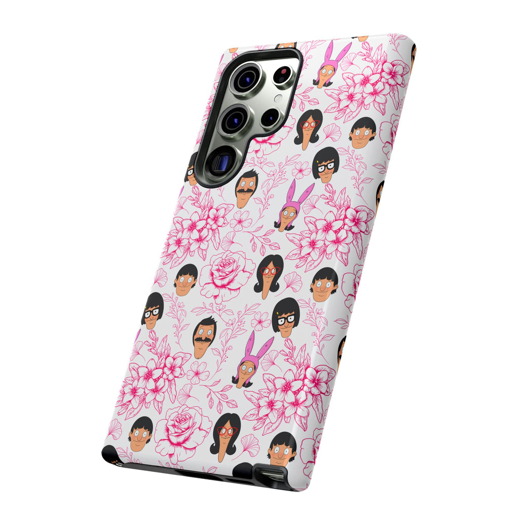 Bob's Burgers inspired Phone Case — Floral Pattern with Character Faces iPhone, Samsung, Google Phones