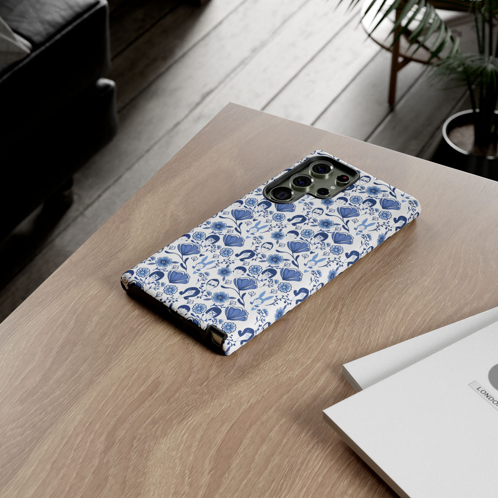 Bob's Burgers Inspired Blue Fine China Floral Tough Phone Case for iPhone, Google, and Samsung
