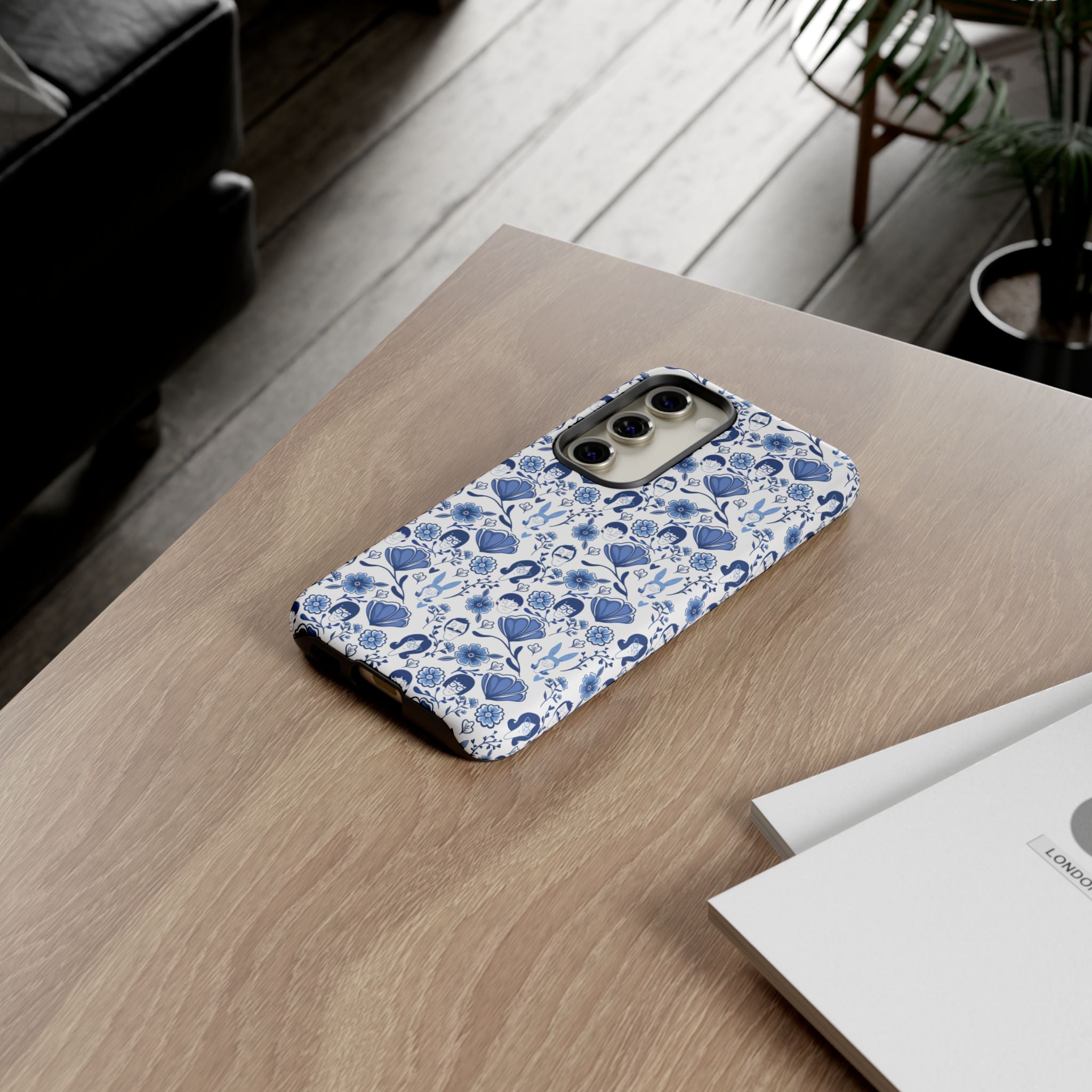 Bob's Burgers Inspired Blue Fine China Floral Tough Phone Case for iPhone, Google, and Samsung