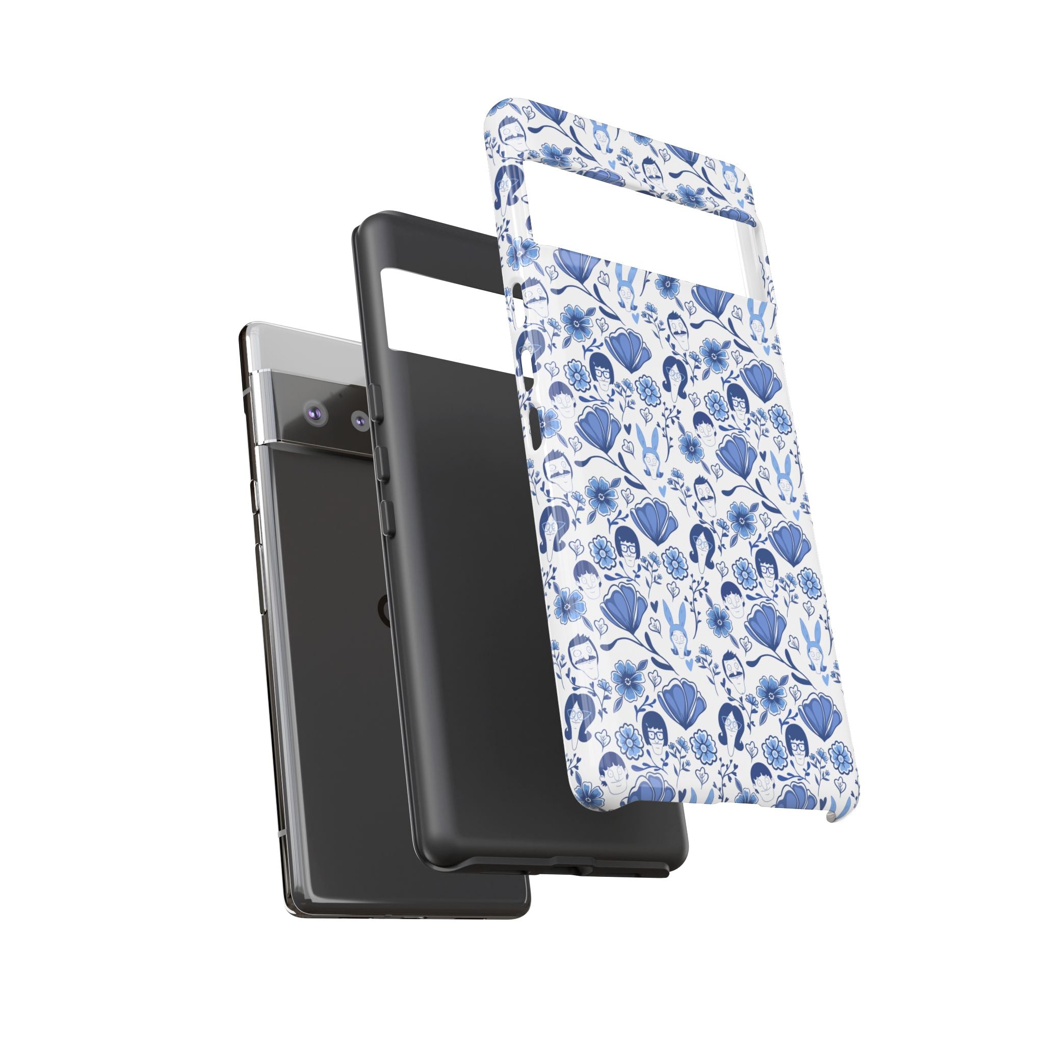 Bob's Burgers Inspired Blue Fine China Floral Tough Phone Case for iPhone, Google, and Samsung