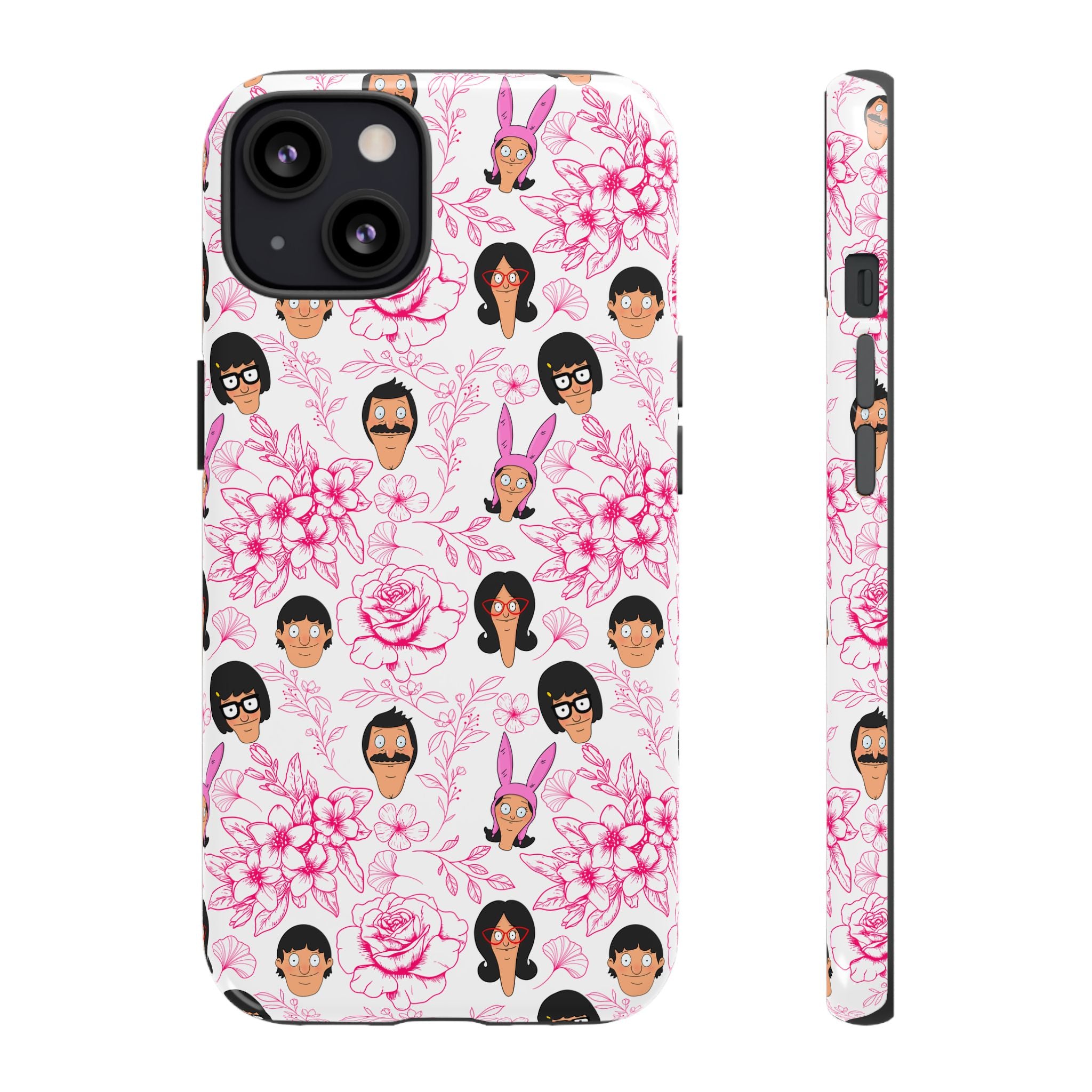 Bob's Burgers inspired Phone Case — Floral Pattern with Character Faces iPhone, Samsung, Google Phones