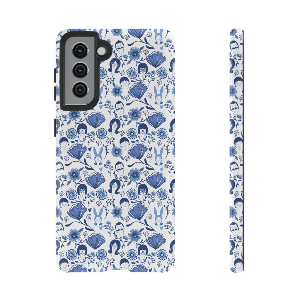 Bob's Burgers Inspired Blue Fine China Floral Tough Phone Case for iPhone, Google, and Samsung