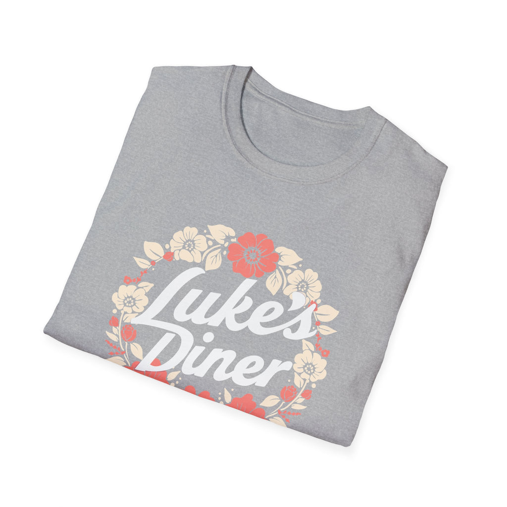 Floral Luke's Diner Inspired T-Shirt, Vintage Cafe Shirt, Gift for Friends, Unisex Casual Tee, Birthday Gift, Cozy Everyday Wear