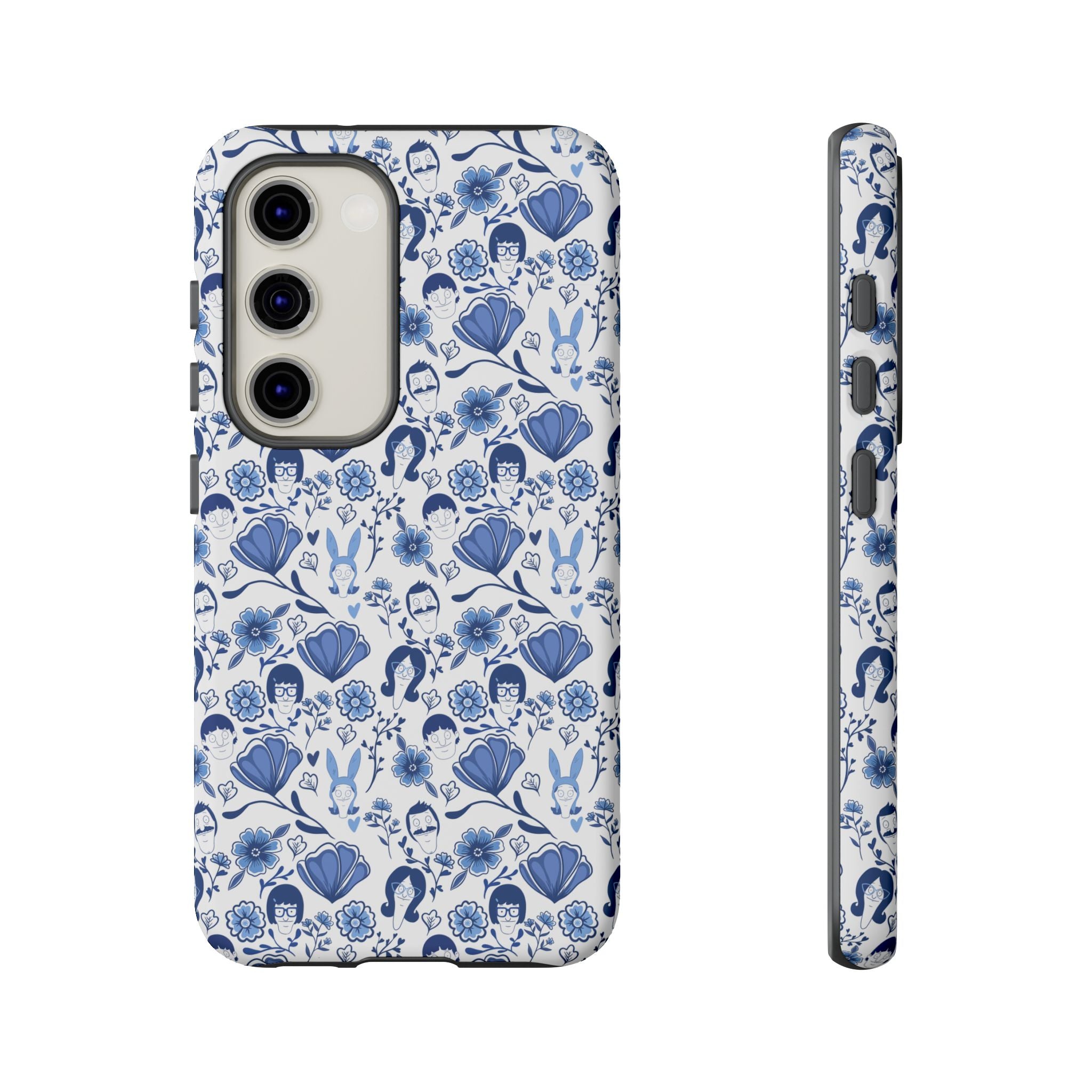 Bob's Burgers Inspired Blue Fine China Floral Tough Phone Case for iPhone, Google, and Samsung