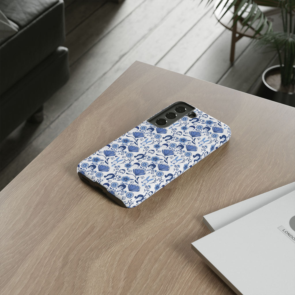 Bob's Burgers Inspired Blue Fine China Floral Tough Phone Case for iPhone, Google, and Samsung