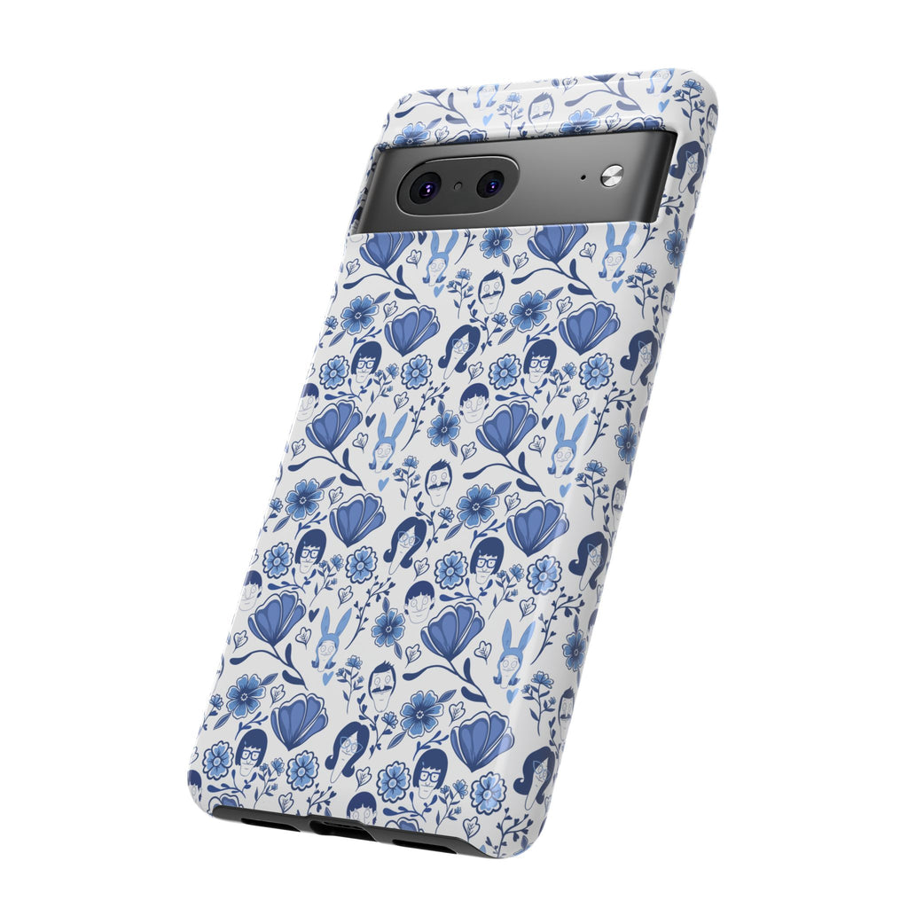 Bob's Burgers Inspired Blue Fine China Floral Tough Phone Case for iPhone, Google, and Samsung