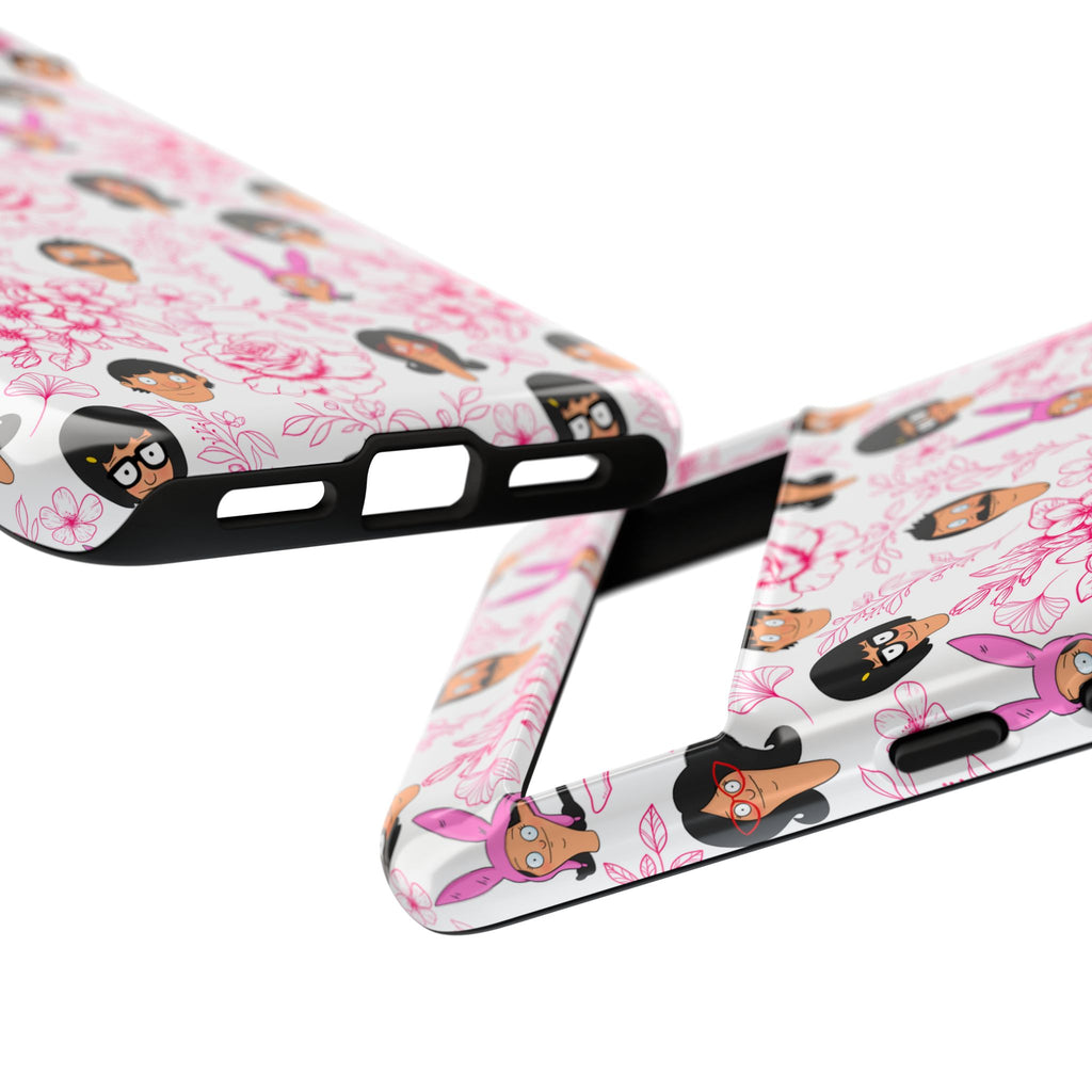 Bob's Burgers inspired Phone Case — Floral Pattern with Character Faces iPhone, Samsung, Google Phones