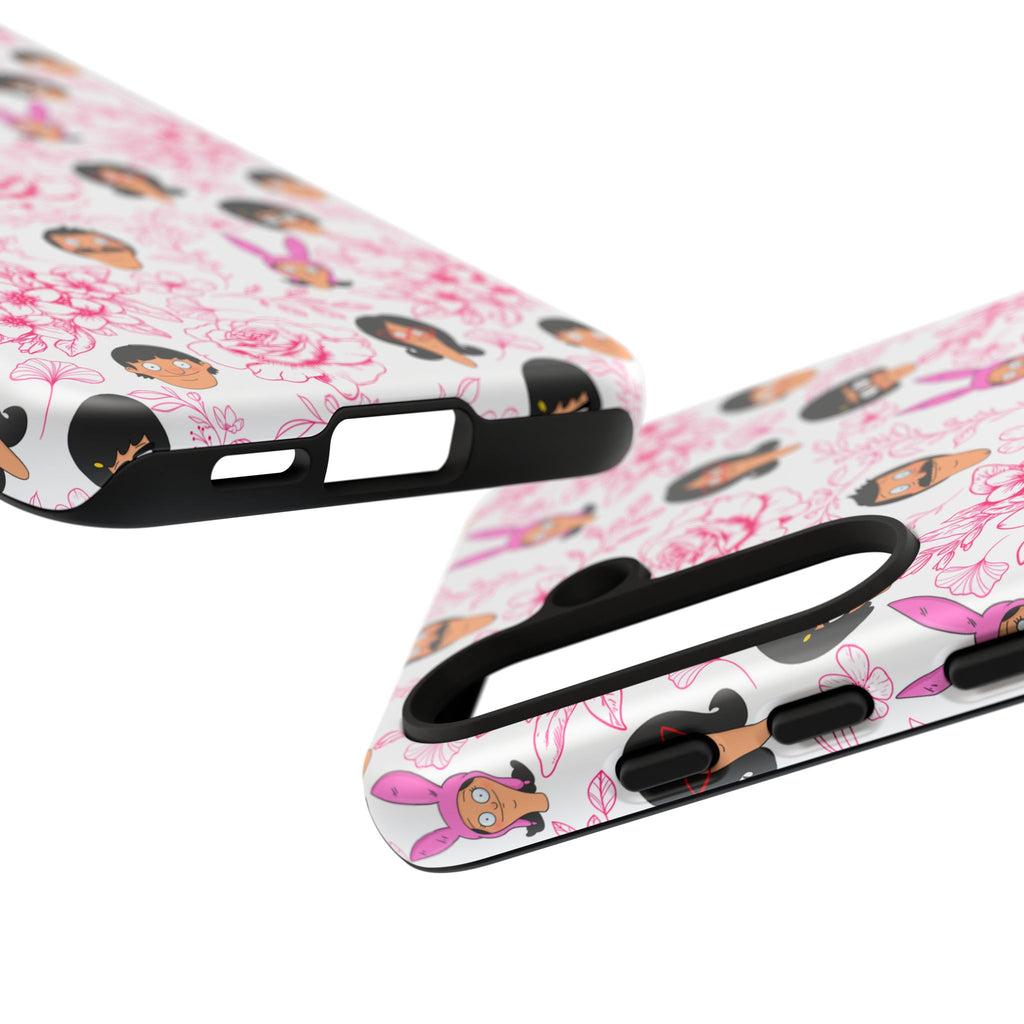 Bob's Burgers inspired Phone Case — Floral Pattern with Character Faces iPhone, Samsung, Google Phones