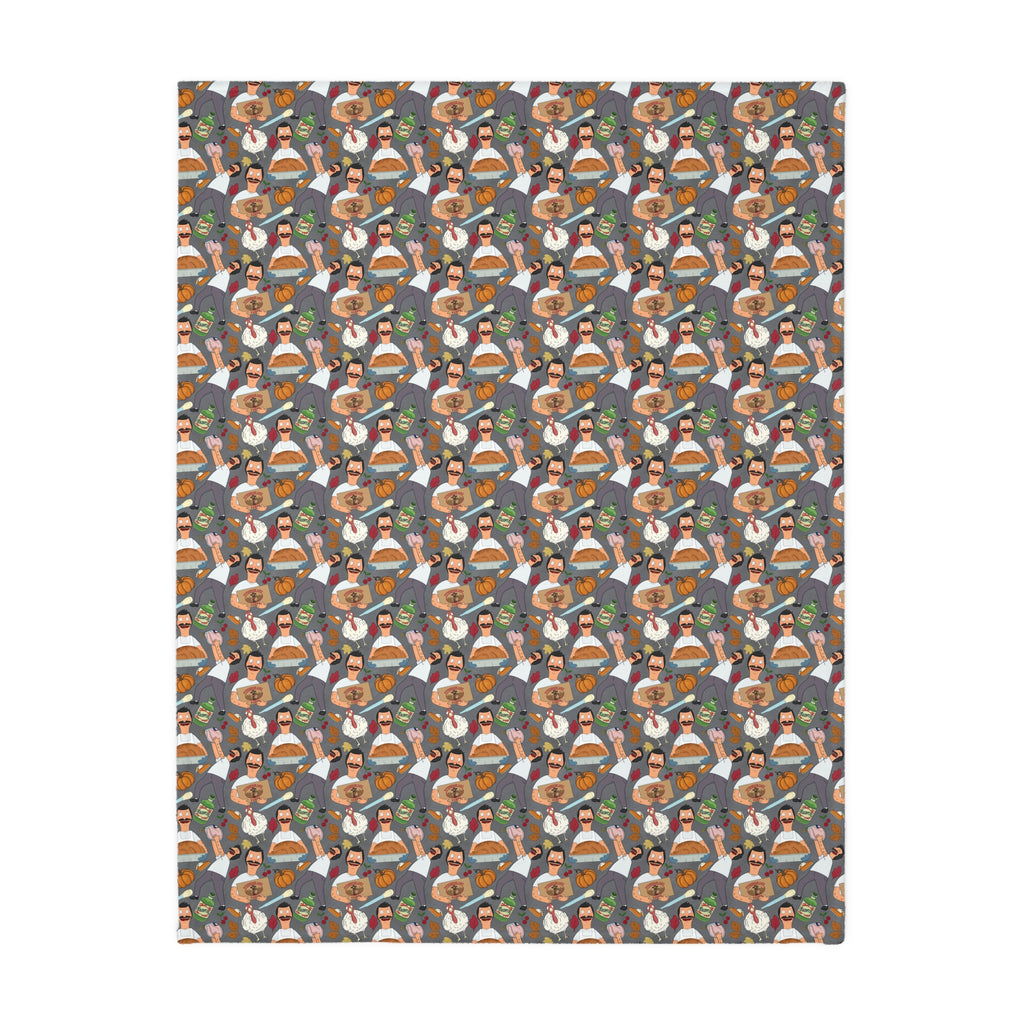 Gray Thanksgiving Bob Velveteen Blanket (Double Side Print)