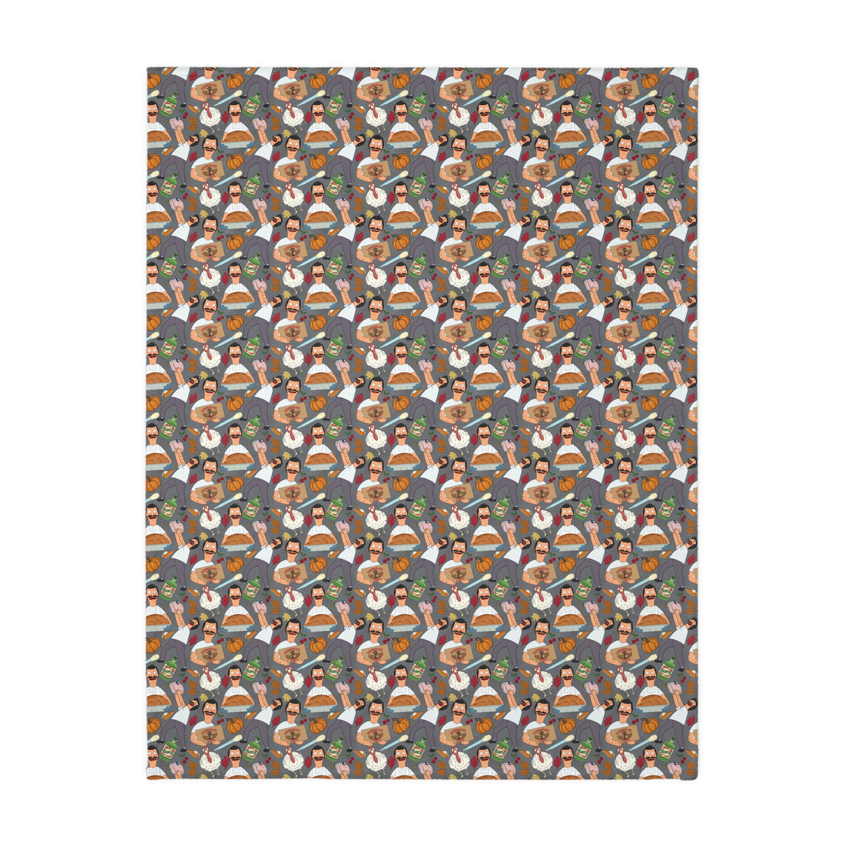 Gray Thanksgiving Bob Velveteen Blanket (Double Side Print)