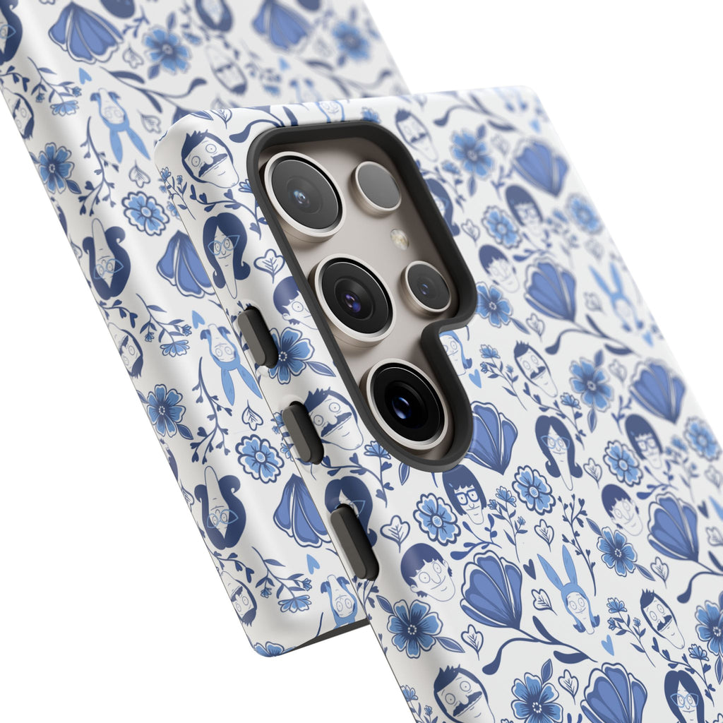 Bob's Burgers Inspired Blue Fine China Floral Tough Phone Case for iPhone, Google, and Samsung