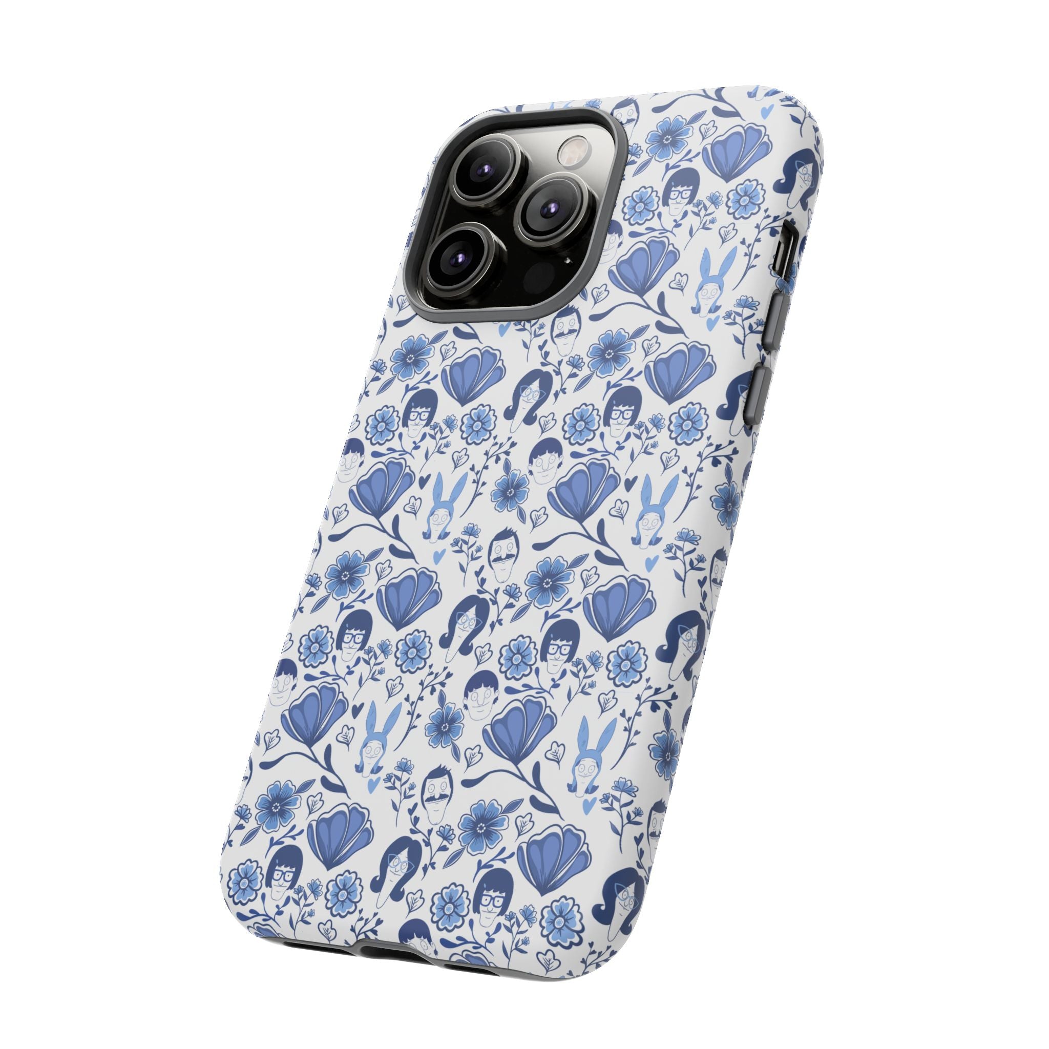 Bob's Burgers Inspired Blue Fine China Floral Tough Phone Case for iPhone, Google, and Samsung