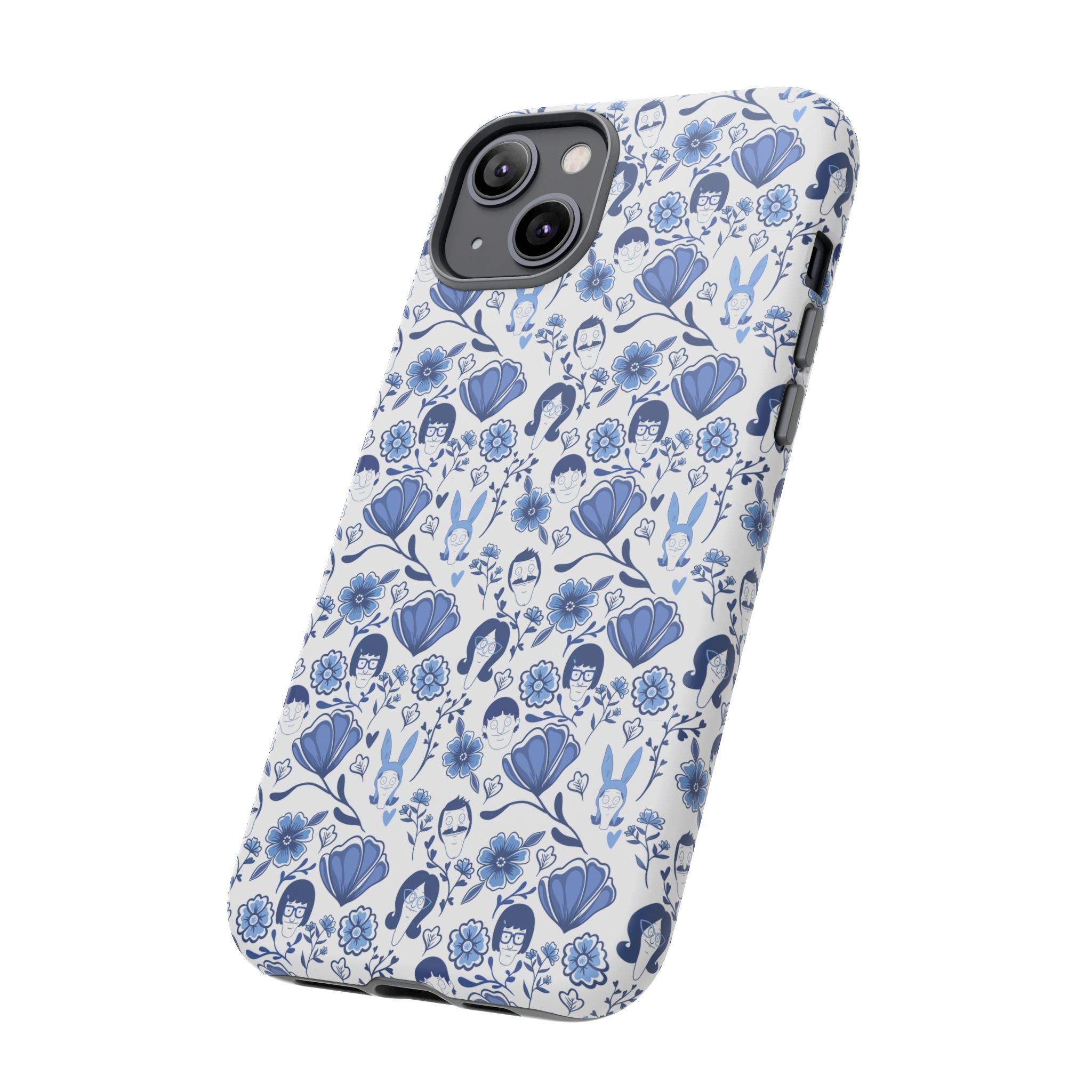 Bob's Burgers Inspired Blue Fine China Floral Tough Phone Case for iPhone, Google, and Samsung
