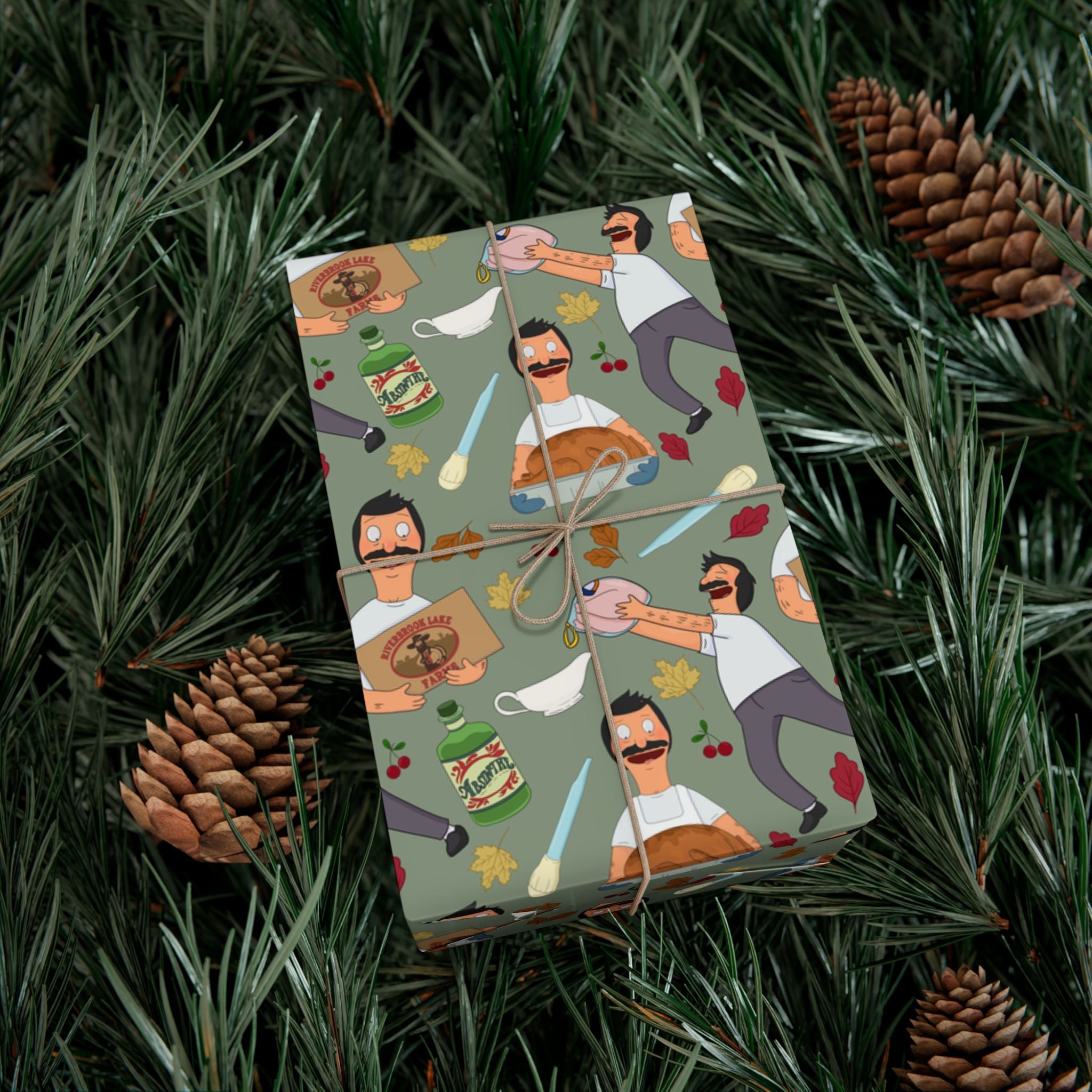 Bob's Burgers Inspired Gift Wrap Paper — Quirky Thanksgiving Bob Pattern
