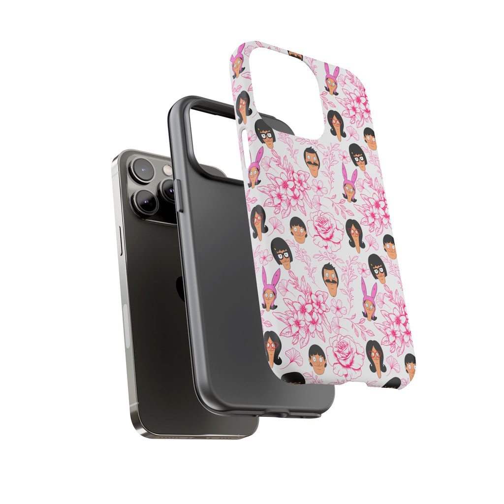 Bob's Burgers inspired Phone Case — Floral Pattern with Character Faces iPhone, Samsung, Google Phones
