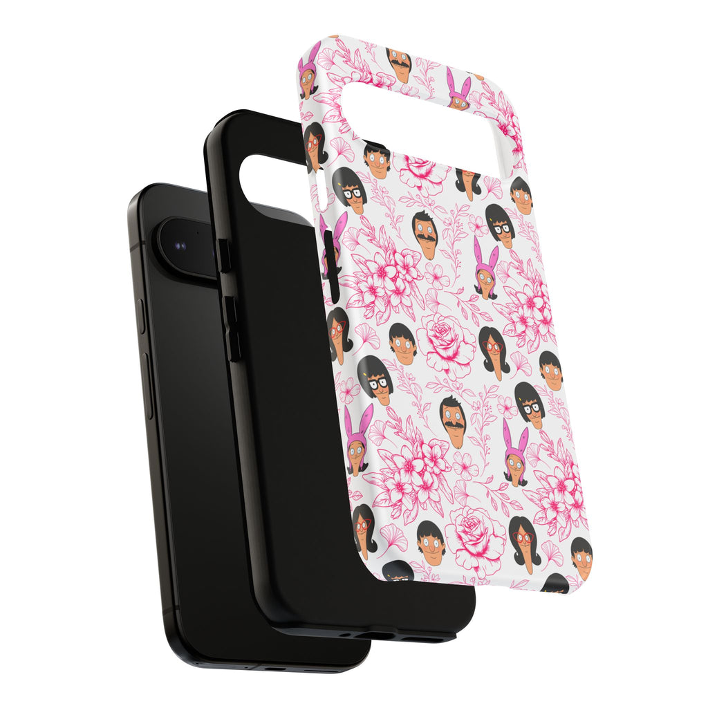 Bob's Burgers inspired Phone Case — Floral Pattern with Character Faces iPhone, Samsung, Google Phones