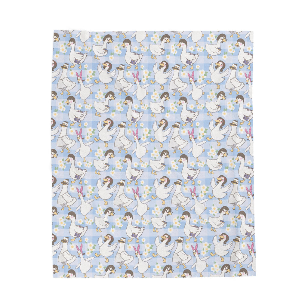Belcher's Silly Goose Velveteen Plush Blanket — Soft Blue Fairy Tale Throw for Girls & Nursery