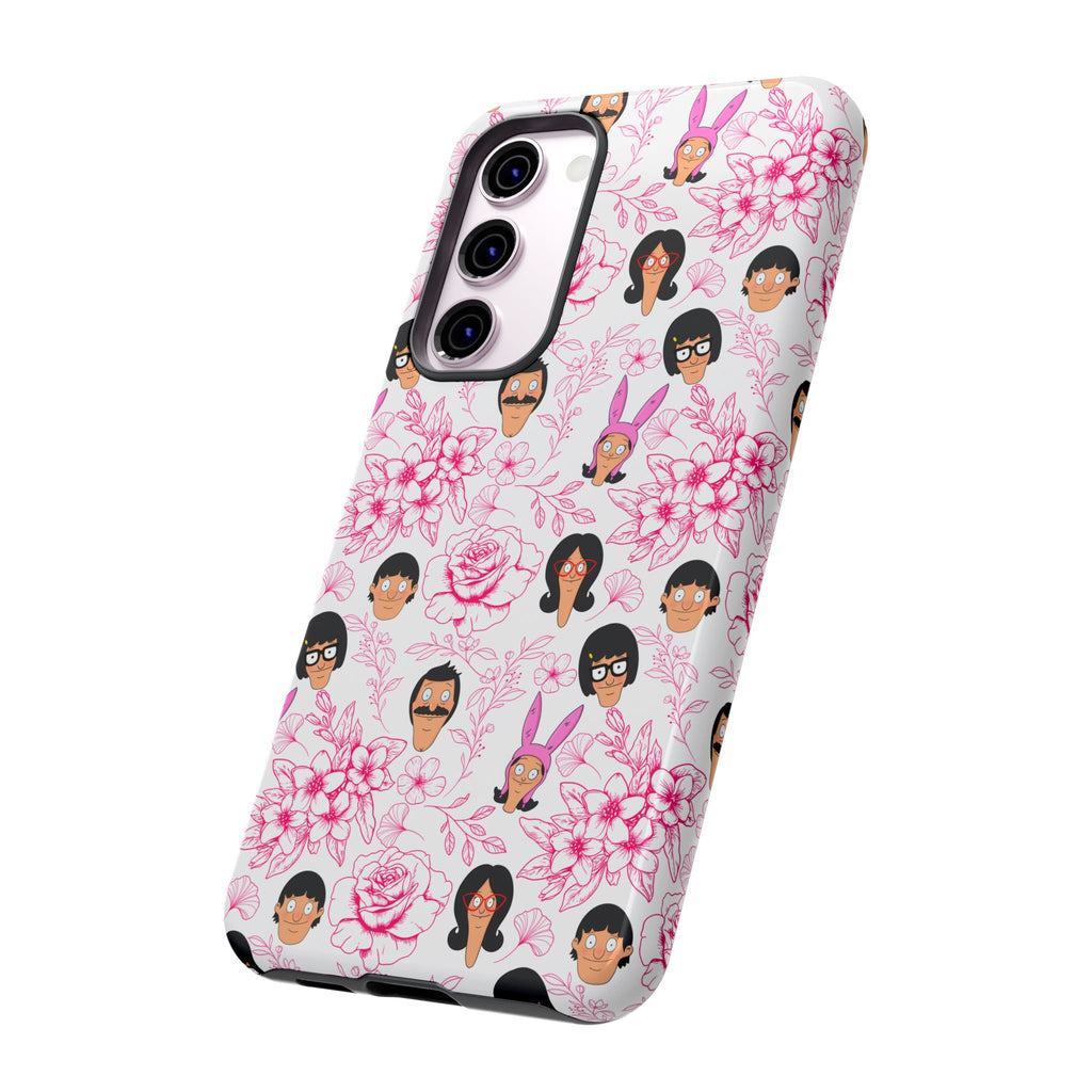 Bob's Burgers inspired Phone Case — Floral Pattern with Character Faces iPhone, Samsung, Google Phones