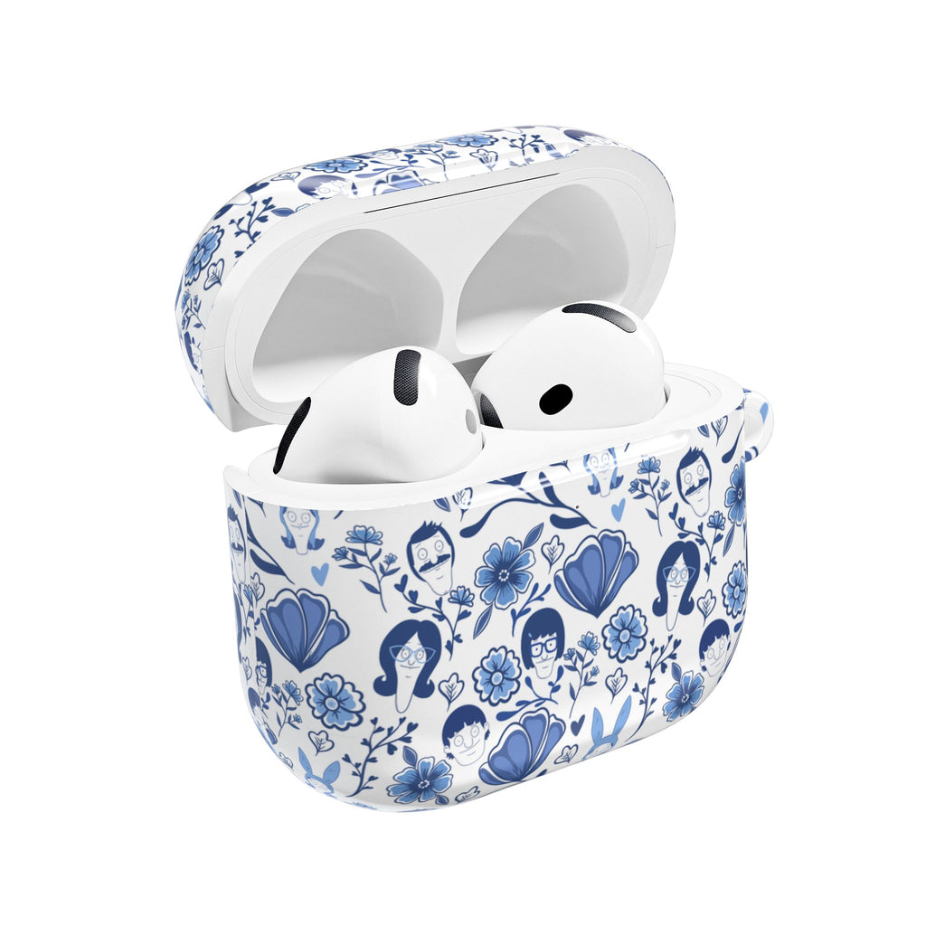 Bobs Burgers Inspired Floral AirPod Cases, Cute Earbud Holder, Blue Flower Protective Cover, Gift for Music Lovers, Trendy Tech Accessory