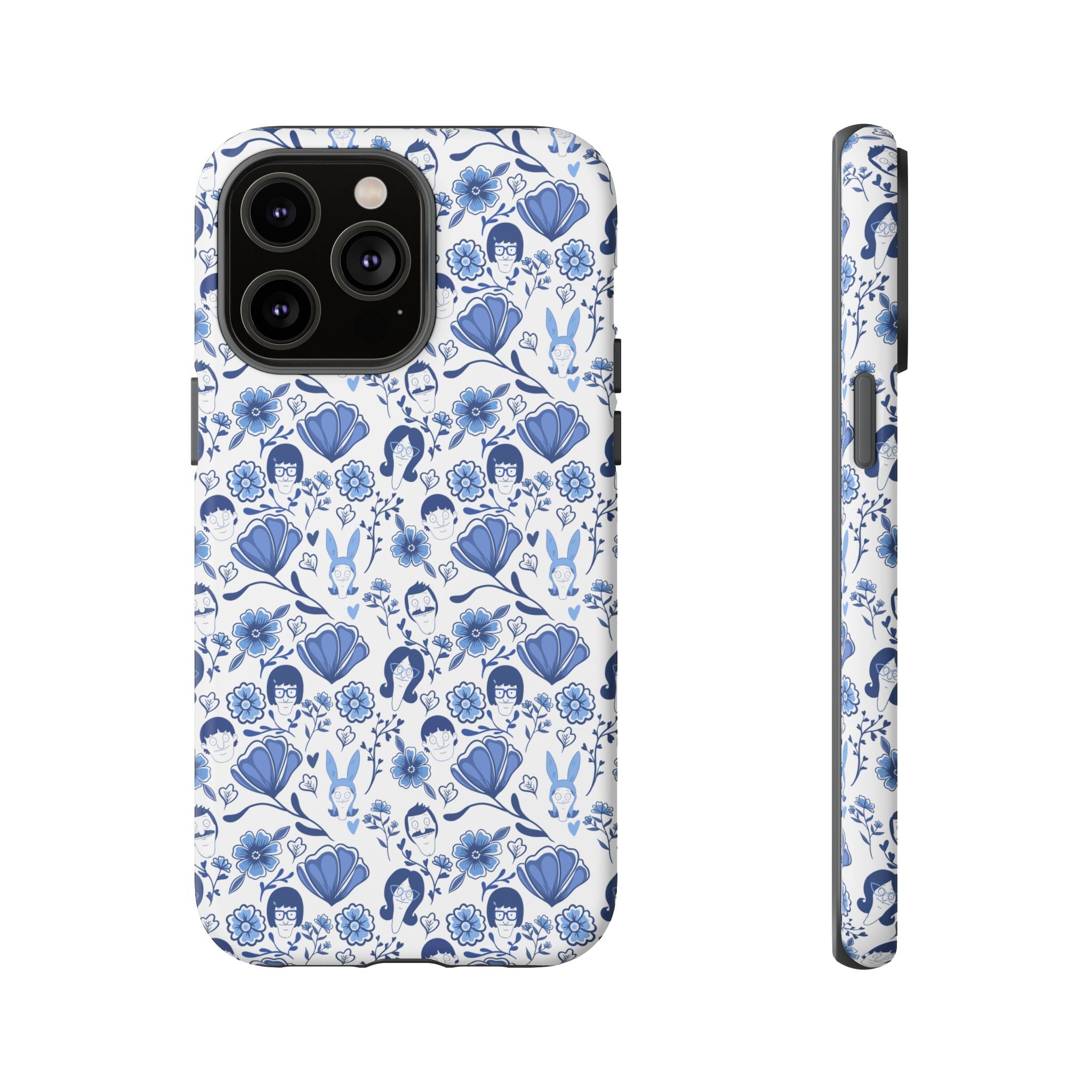 Bob's Burgers Inspired Blue Fine China Floral Tough Phone Case for iPhone, Google, and Samsung