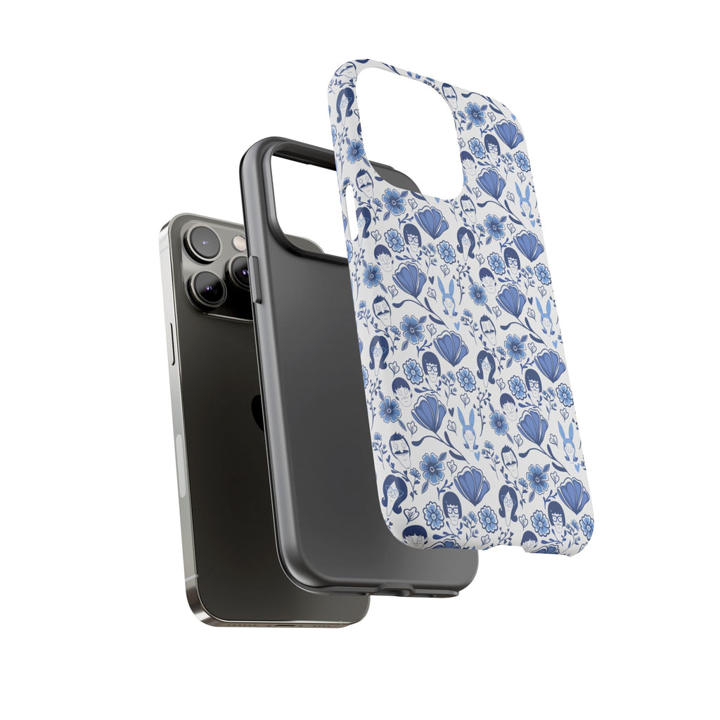 Bob's Burgers Inspired Blue Fine China Floral Tough Phone Case for iPhone, Google, and Samsung