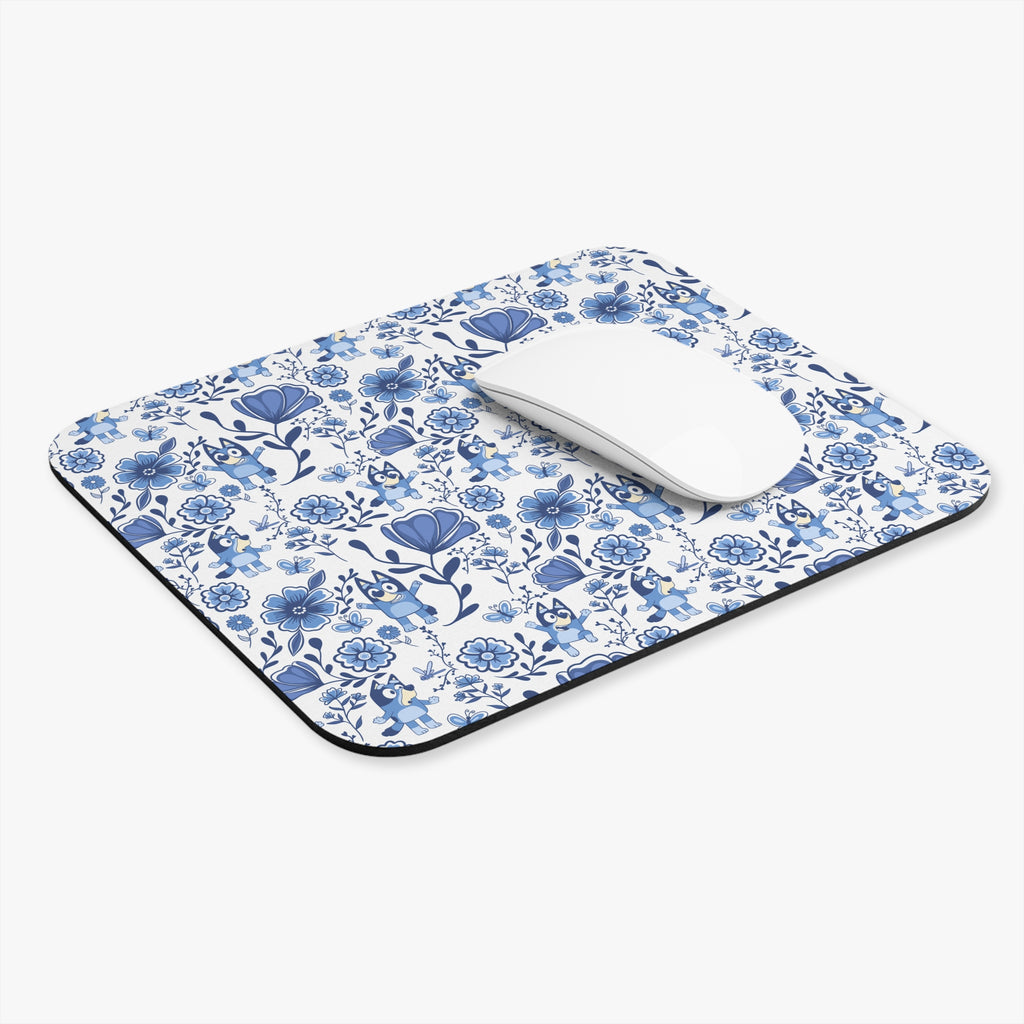 Blue Heeler Dog Whimsical Floral Mouse Pad