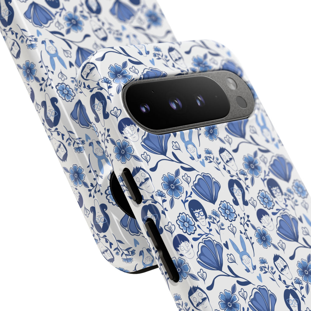 Bob's Burgers Inspired Blue Fine China Floral Tough Phone Case for iPhone, Google, and Samsung
