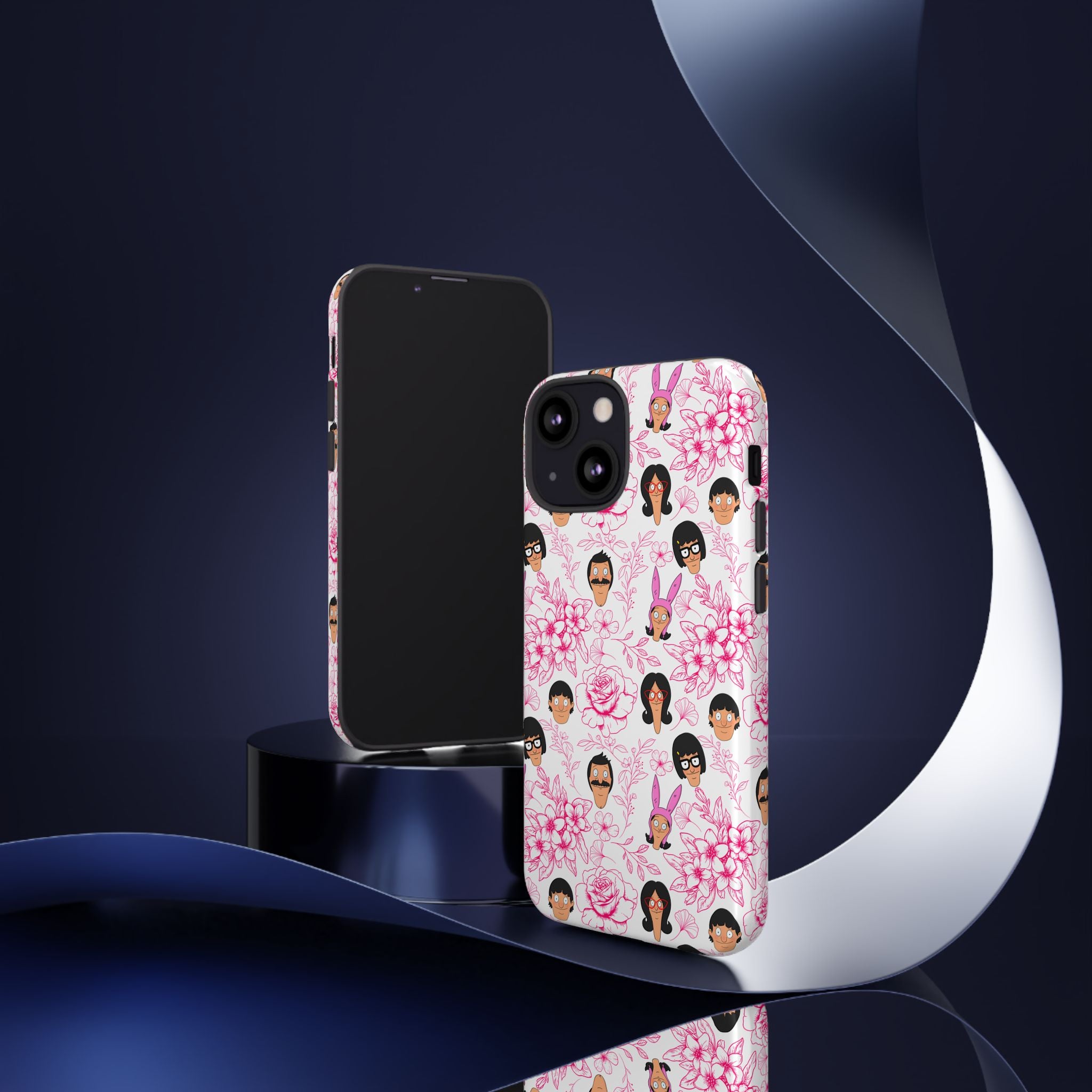 Bob's Burgers inspired Phone Case — Floral Pattern with Character Faces iPhone, Samsung, Google Phones