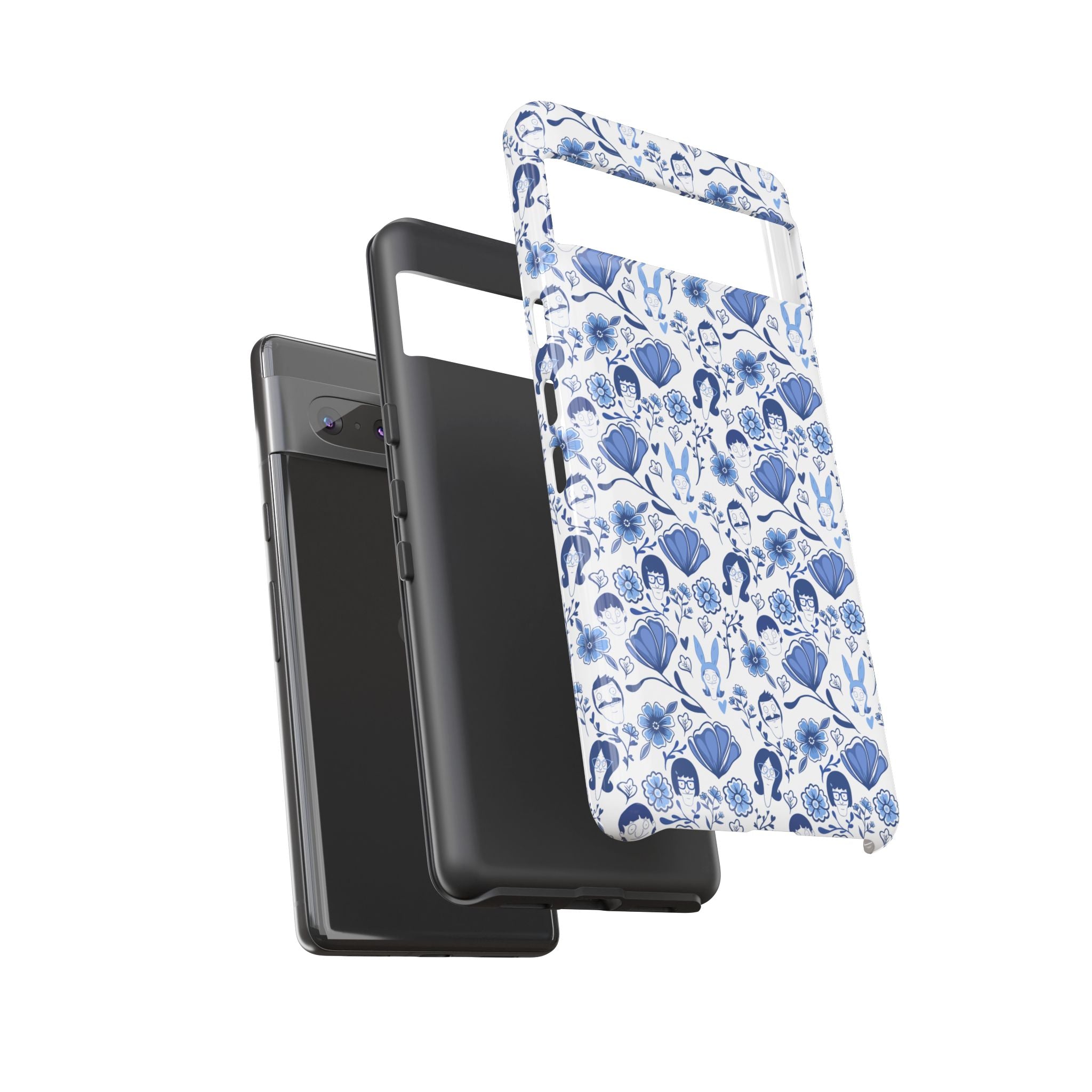 Bob's Burgers Inspired Blue Fine China Floral Tough Phone Case for iPhone, Google, and Samsung