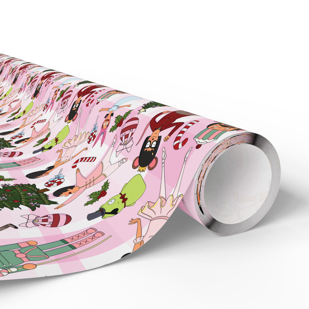 Belcher's Nutcracker Pink Plaid Gift Wrap
