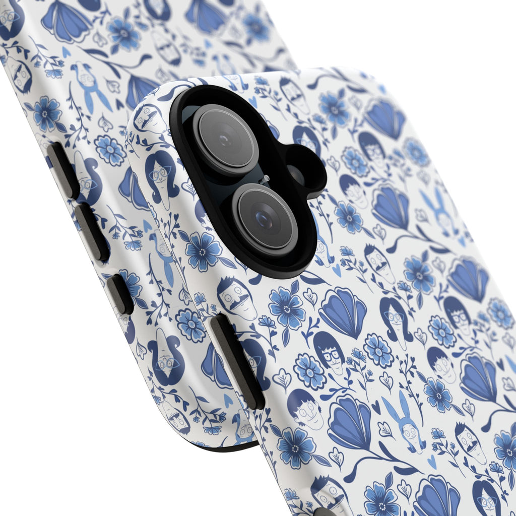 Bob's Burgers Inspired Blue Fine China Floral Tough Phone Case for iPhone, Google, and Samsung