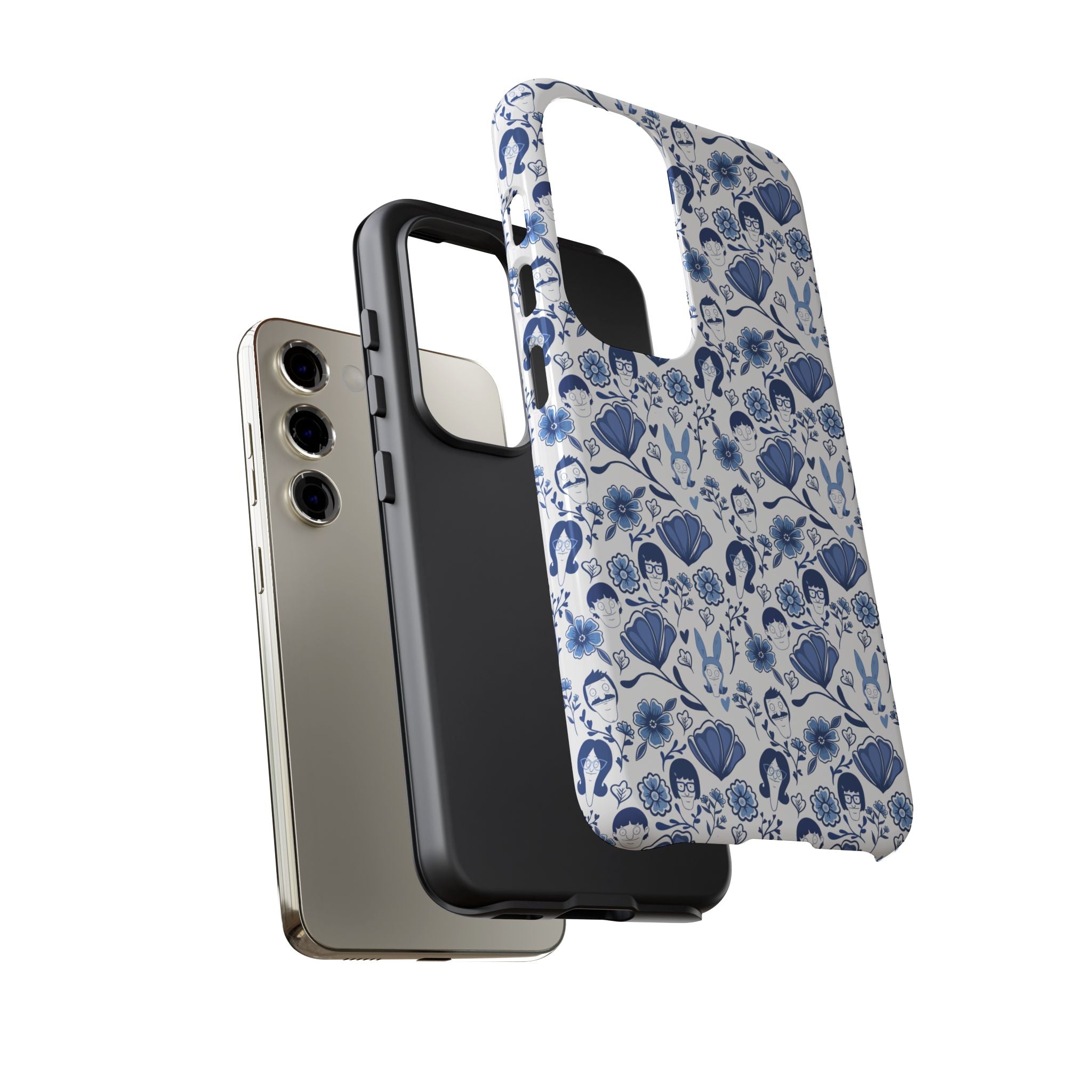 Bob's Burgers Inspired Blue Fine China Floral Tough Phone Case for iPhone, Google, and Samsung
