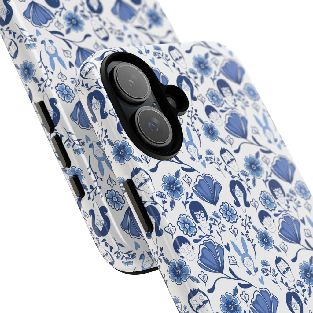 Bob's Burgers Inspired Blue Fine China Floral Tough Phone Case for iPhone, Google, and Samsung