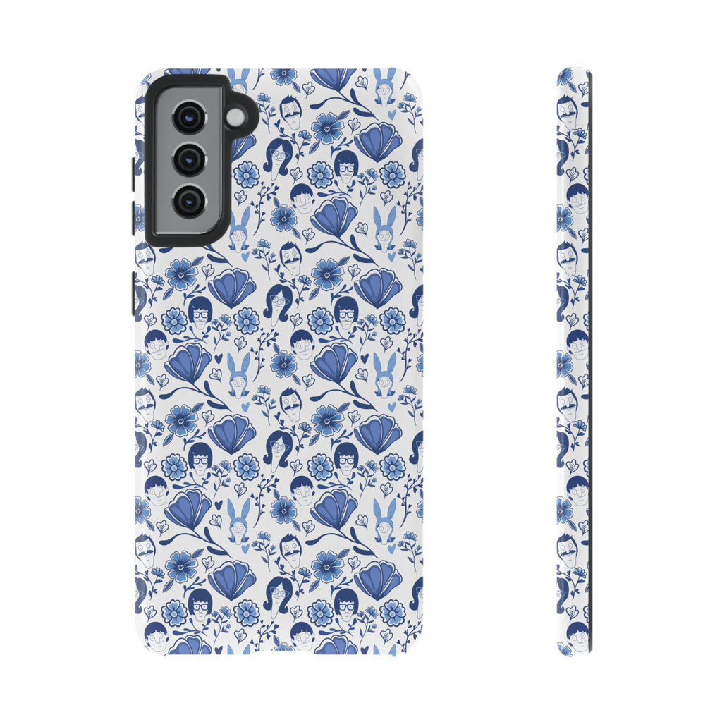 Bob's Burgers Inspired Blue Fine China Floral Tough Phone Case for iPhone, Google, and Samsung