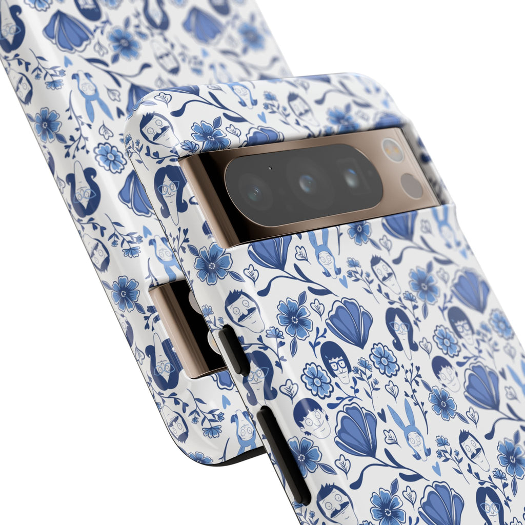 Bob's Burgers Inspired Blue Fine China Floral Tough Phone Case for iPhone, Google, and Samsung