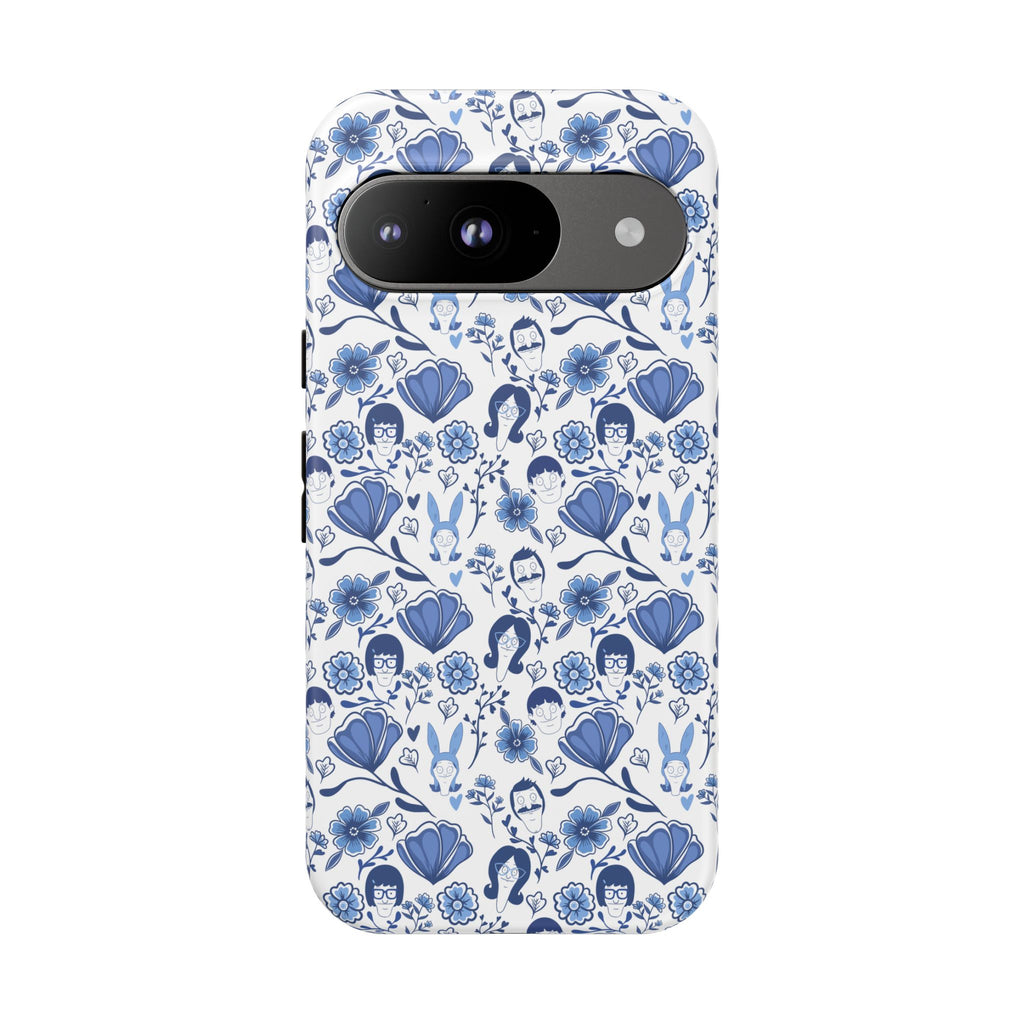 Bob's Burgers Inspired Blue Fine China Floral Tough Phone Case for iPhone, Google, and Samsung